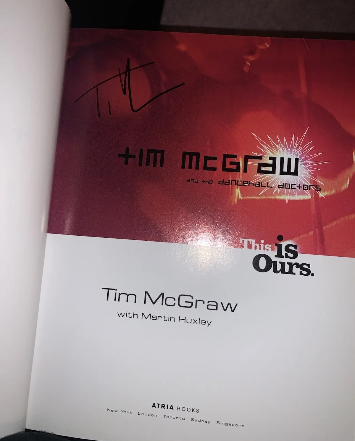TIM MCGRAW authentic signed/autographed book..”this Is Ours”, image 2