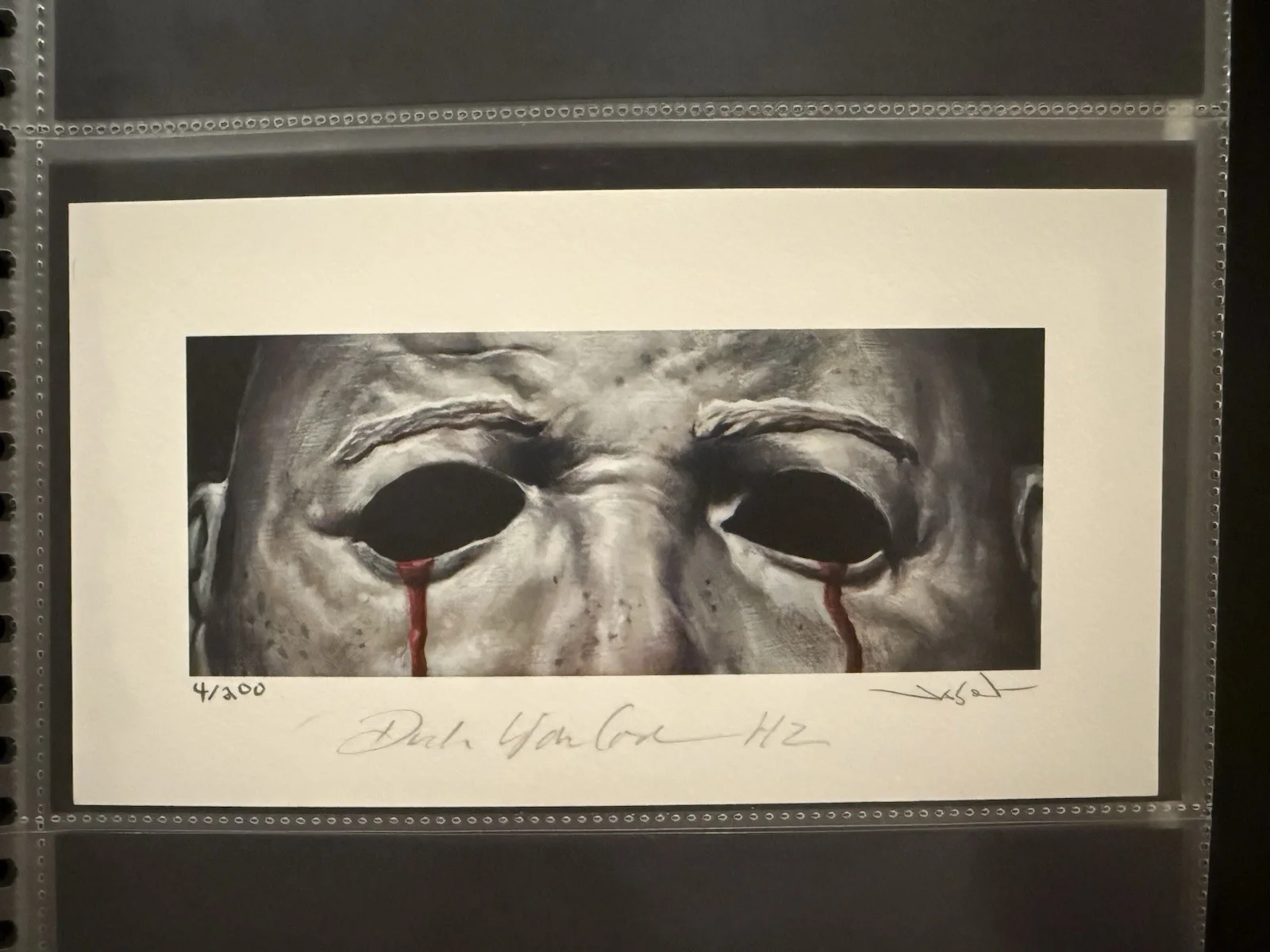 Dick Warlock — Dick Warlock signed Halloween II Print By Jason Edmiston EWAF Beckett COA *, image 3