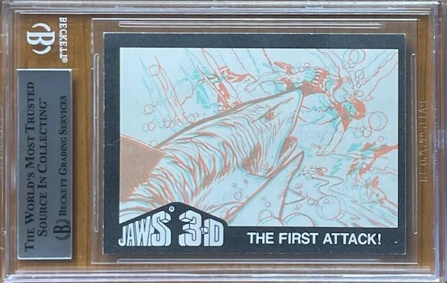 BESS ARMSTRONG — BESS ARMSTRONG SIGNED 1983 TOPPS JAWS 3-D MOVIE CARD #3 BAS BGS AUTOGRAPH AUTO, image 2