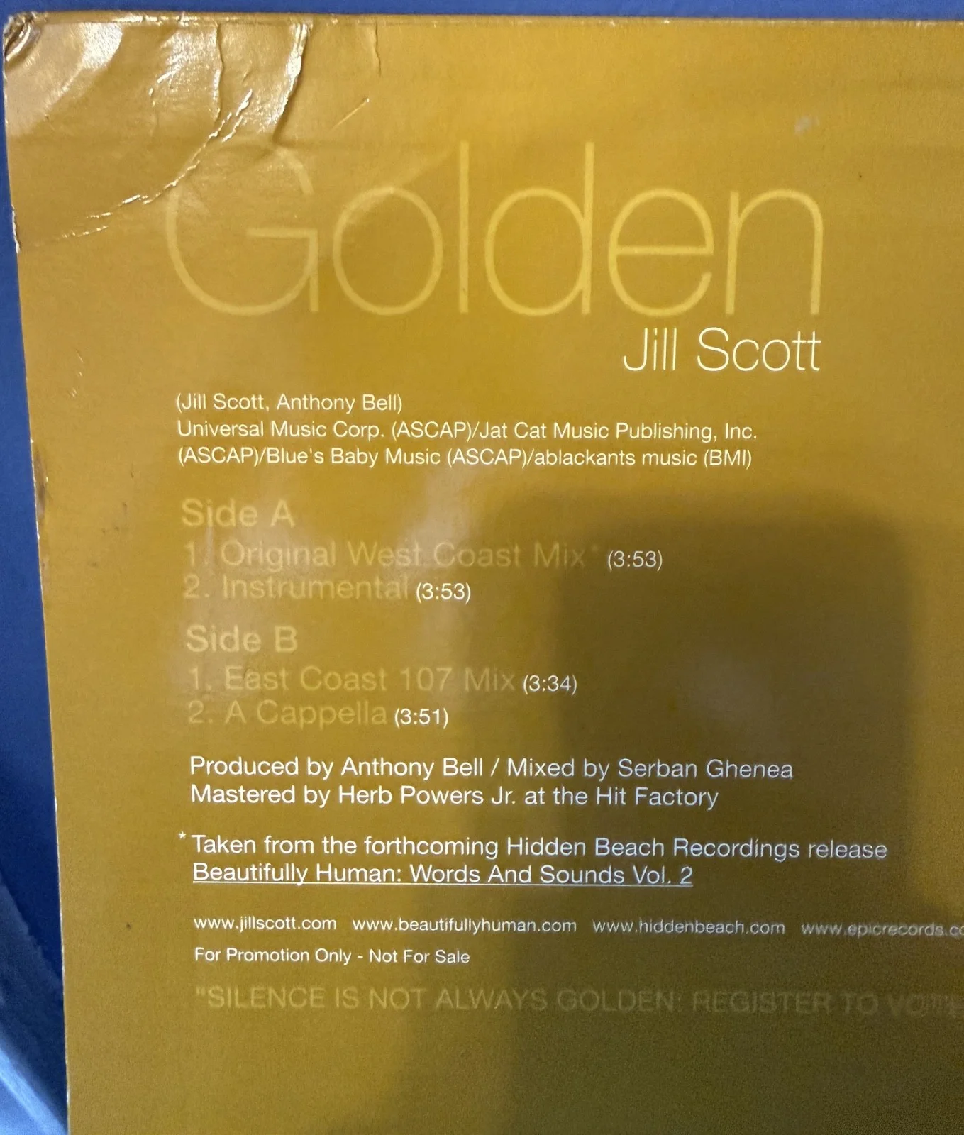 Jill Scott signed Golden 12" lp, image 3