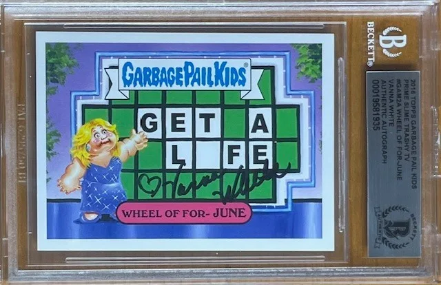 VANNA WHITE — VANNA WHITE SIGNED 2016 GARBAGE PAIL KIDS WHEEL OF FOR-JUNE BAS BGS AUTOGRAPH