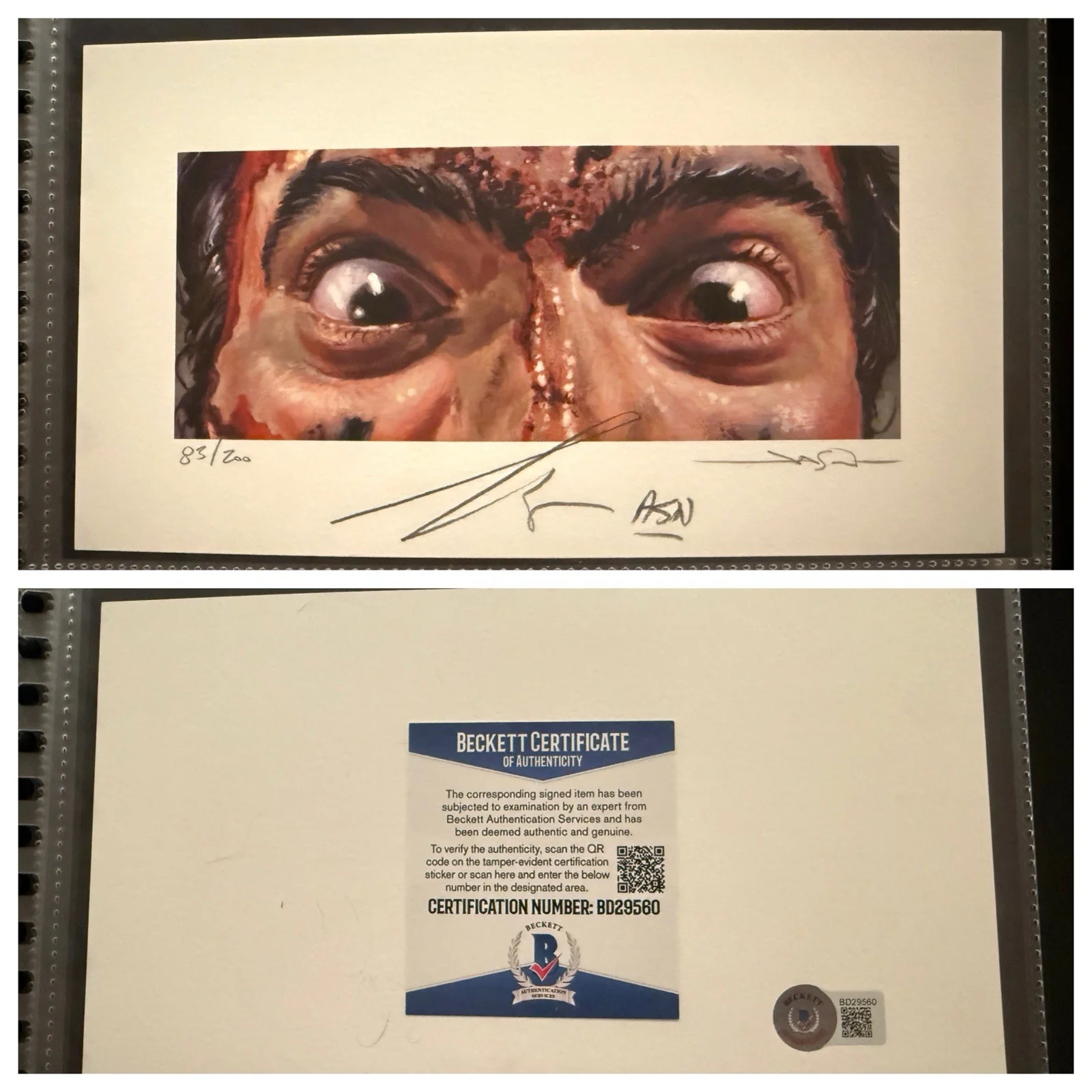 Bruce Campbell — Bruce Campbell signed Evil Dead Print By Jason Edmiston EWAF Beckett COA *