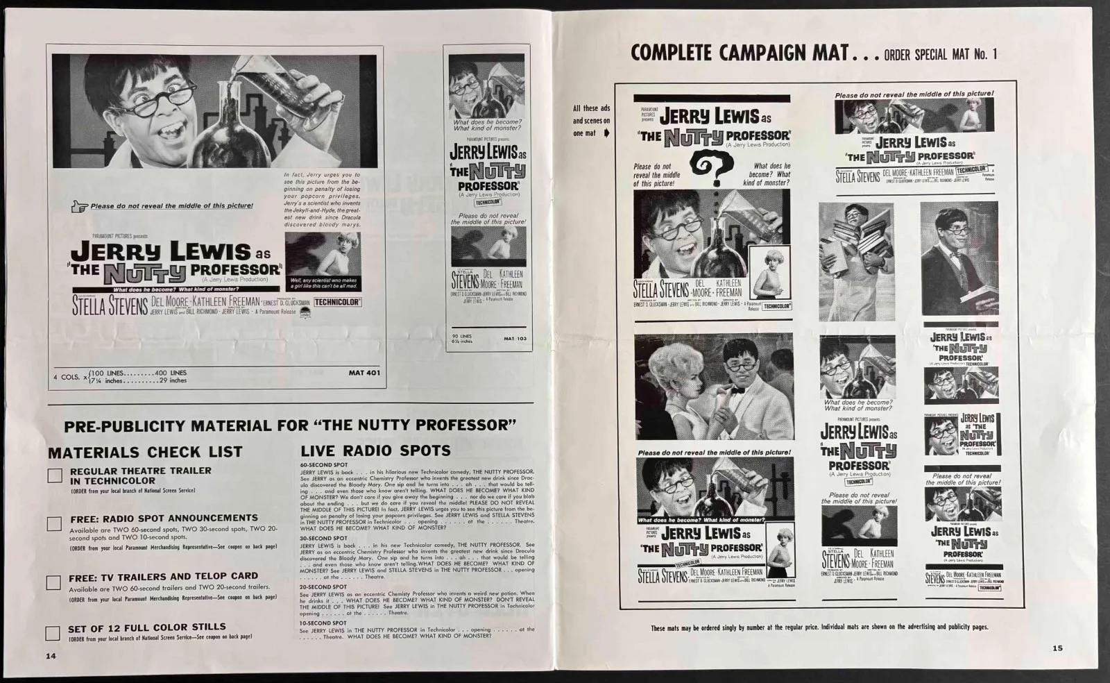 Nutty Professor ORIGINAL US Film Campaign Book Jerry Lewis 1963, image 3