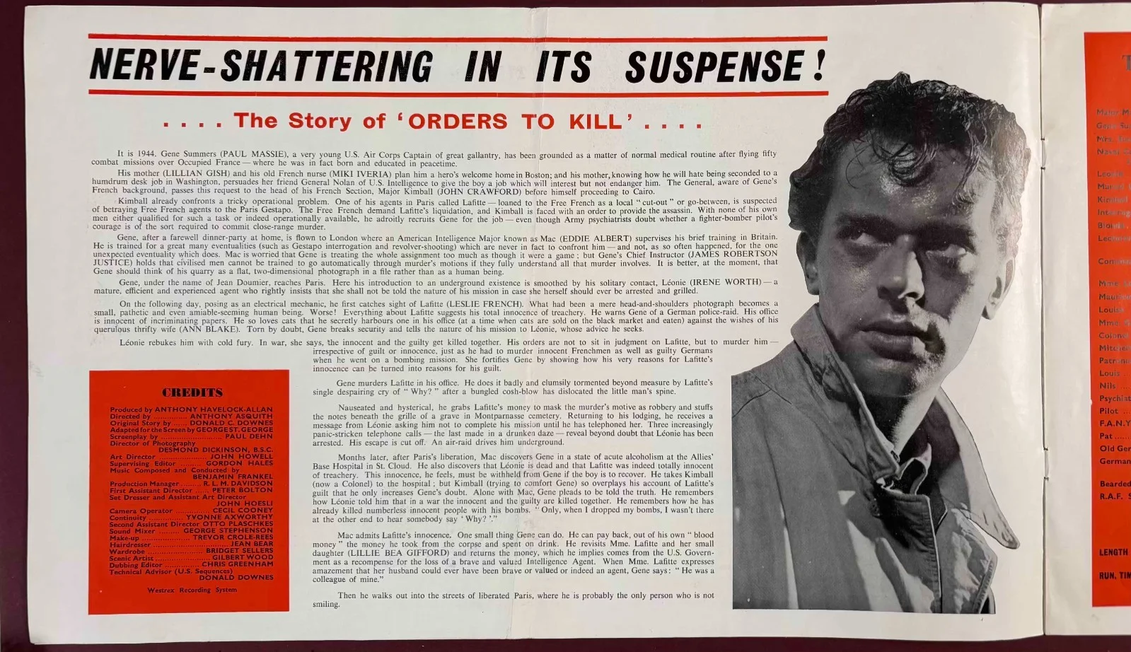 Orders to Kill ORIGINAL UK Film Campaign Book Anthony Asquith Paul Massie 1958, изображение 2