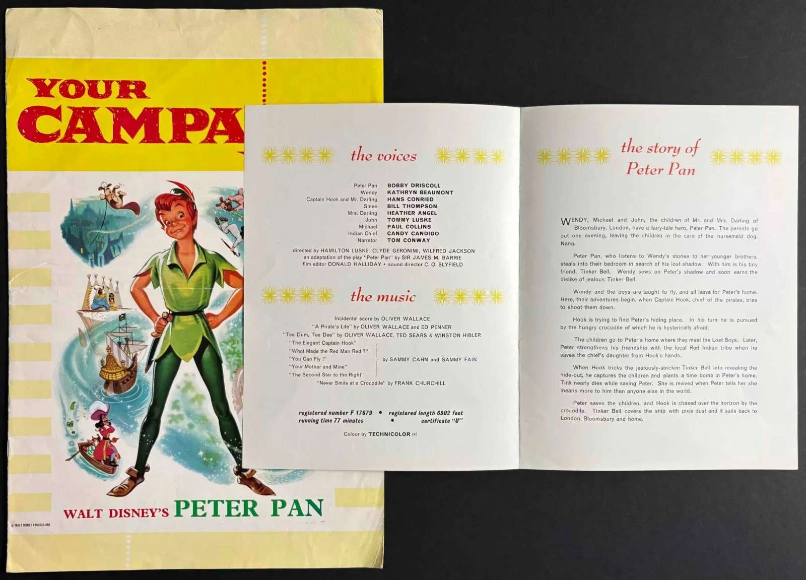 Peter Pan ORIGINAL Rerelease Film Campaign Book + Synopsis DISNEY, изображение 2