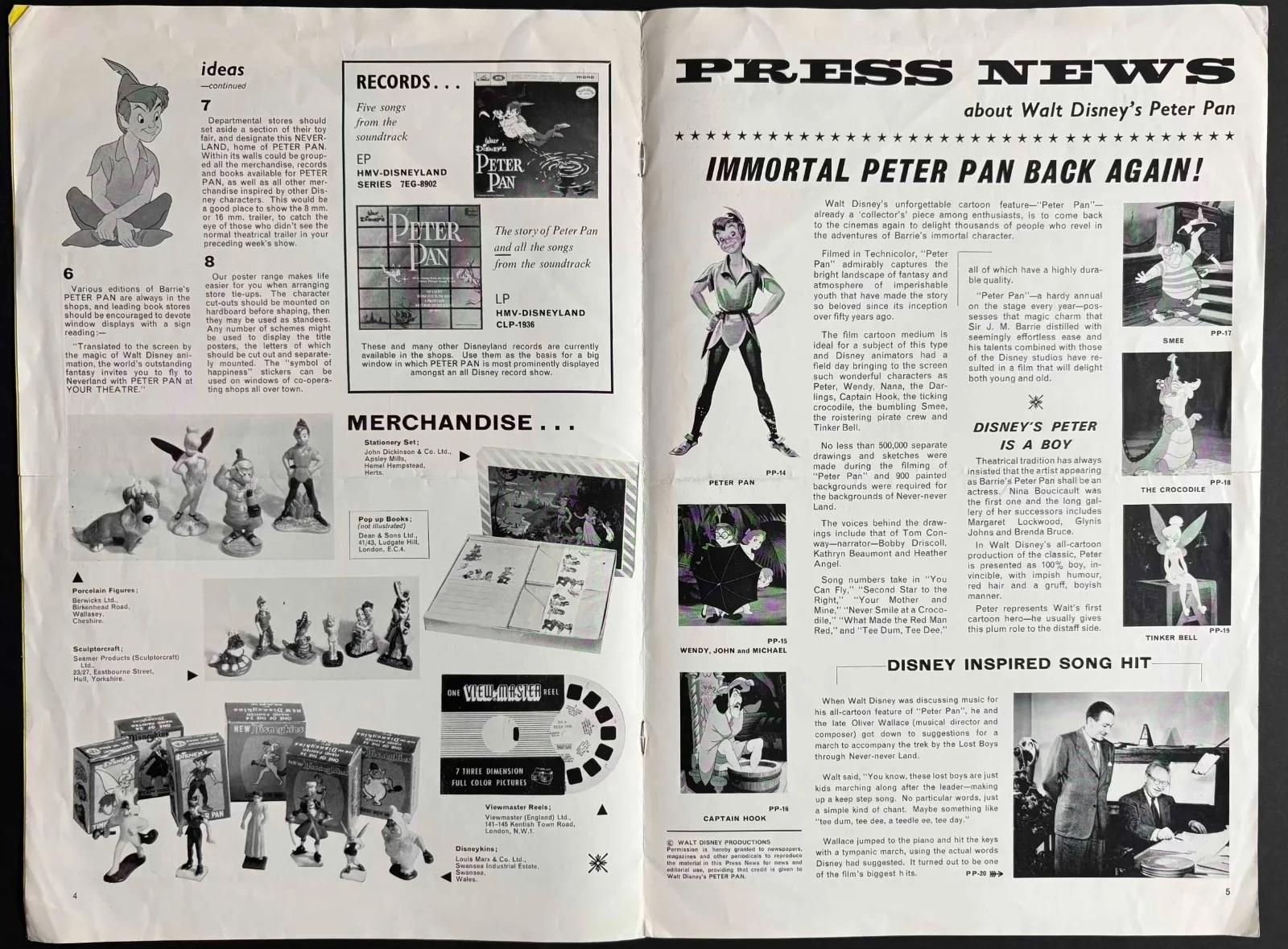 Peter Pan ORIGINAL Rerelease Film Campaign Book + Synopsis DISNEY, изображение 3