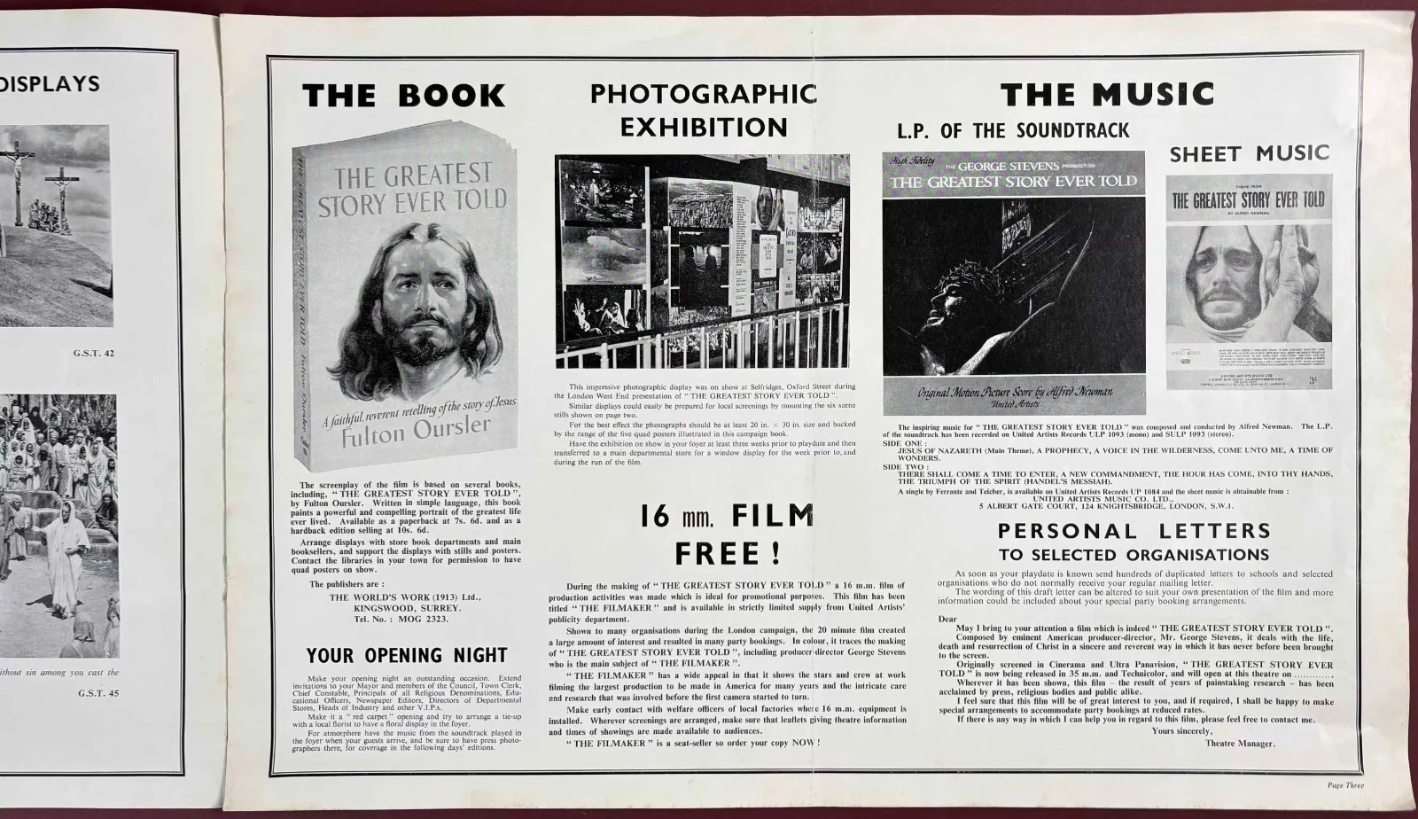 Greatest Story Ever Told ORIGINAL UK Film Campaign Book George Stevens 1965, изображение 2