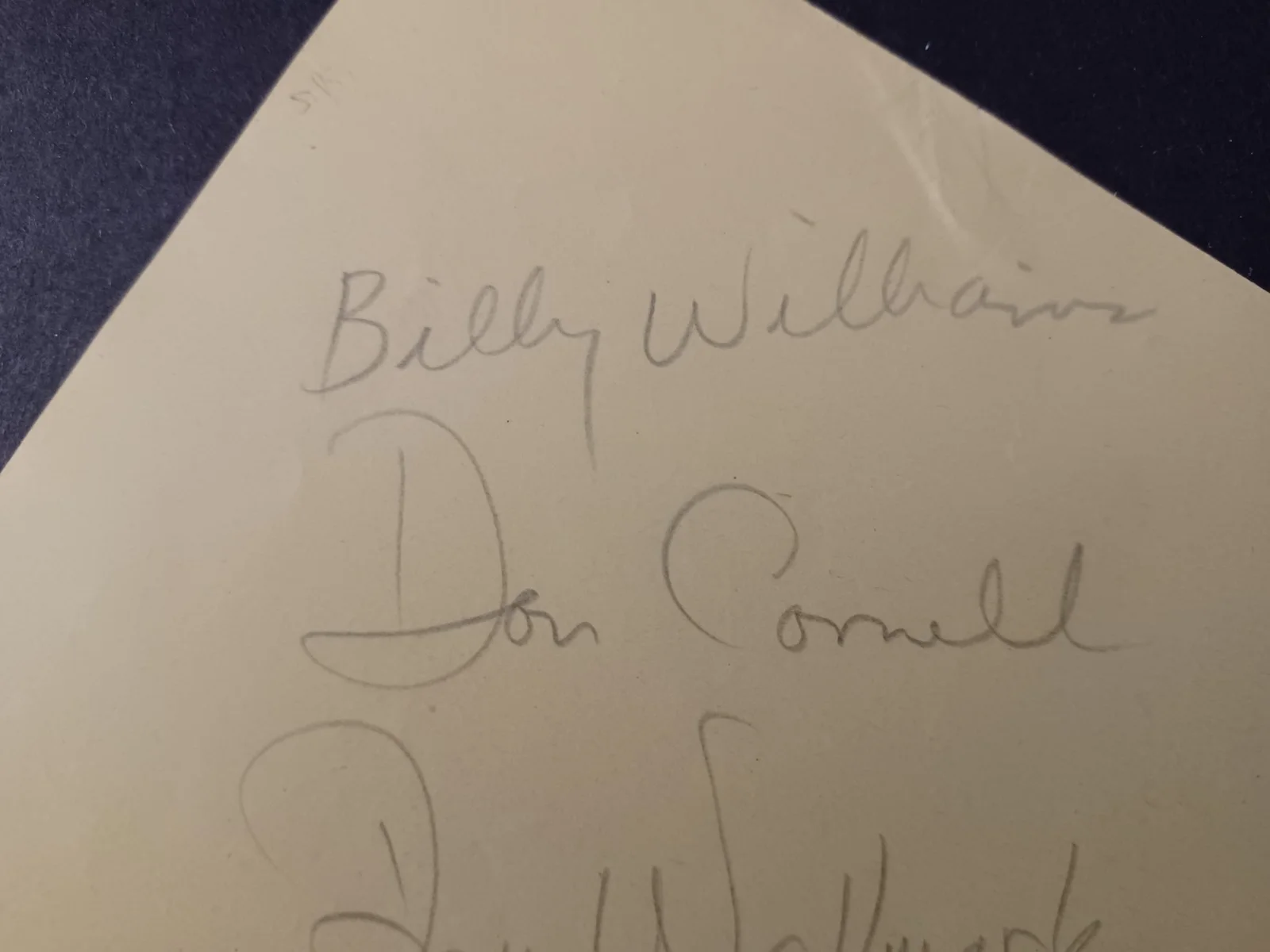 Billy Williams, Don Cornell, Don Wallmark, Charlie Wilson Signed Album Page, image 3