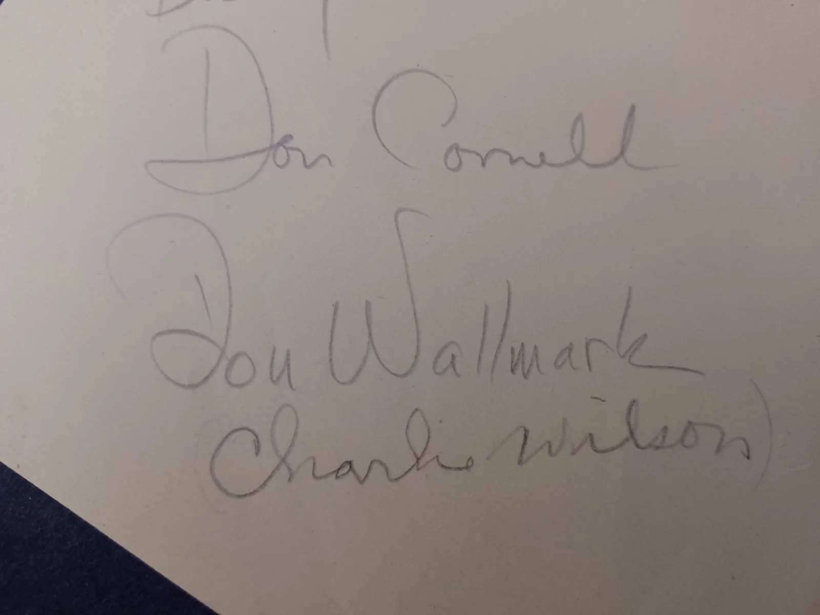 Billy Williams, Don Cornell, Don Wallmark, Charlie Wilson Signed Album Page, image 4