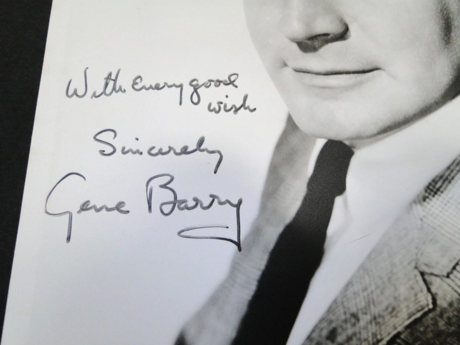 Gene Barry Signed 8 x 10, image 2