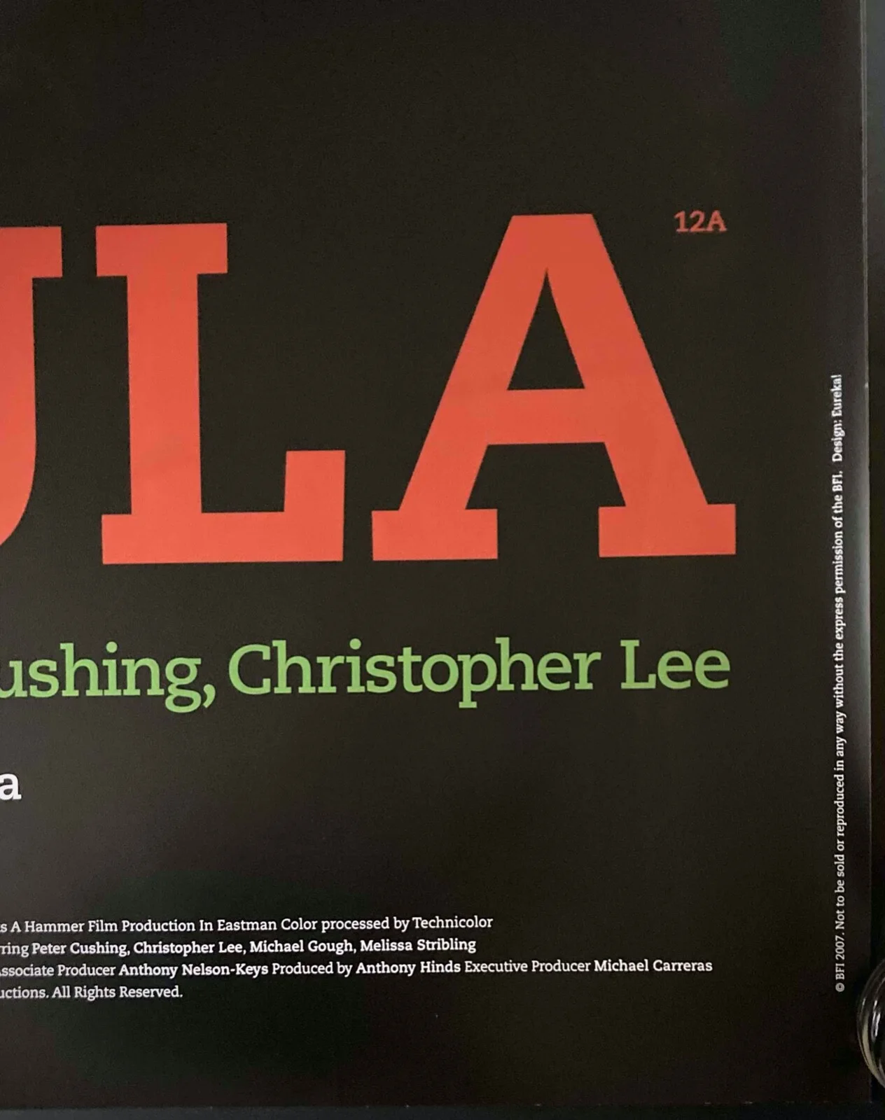 Dracula ORIGINAL Quad Movie Film Cinema Poster Christopher Lee HAMMER BFI 2007RR, изображение 5