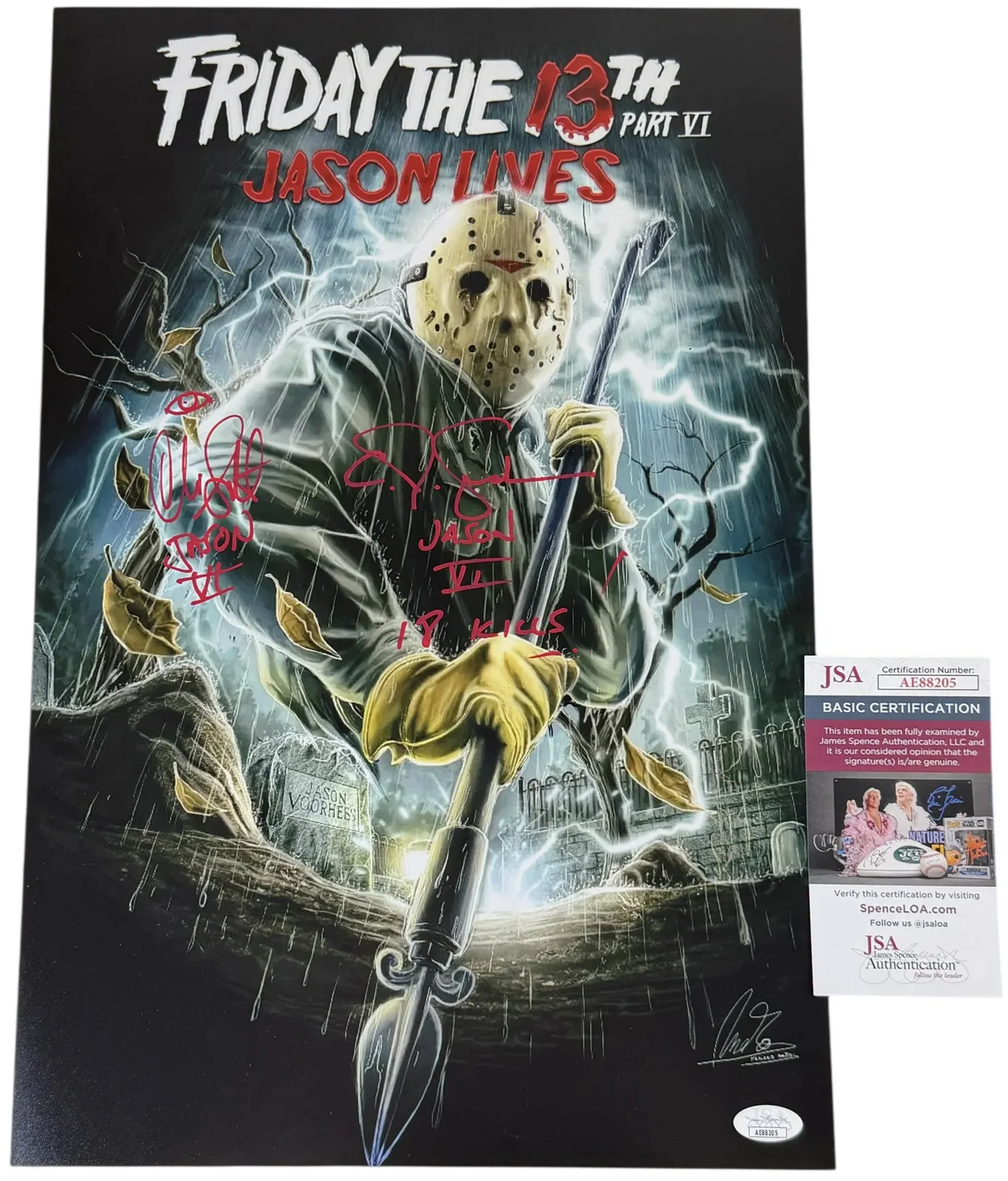 C.J. Graham & Christopher Swift — C.J. Graham & Christopher Swift signed 12x18 Poster Friday the 13th VI 6 JSA