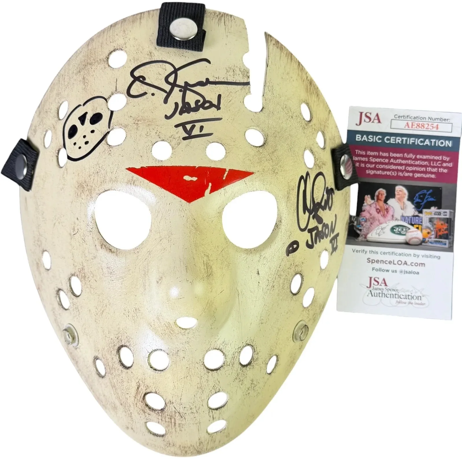 CJ Graham & Christopher Swift — CJ Graham & Christopher Swift signed Mask Jason Voorhees Friday the 13th 6 JSA