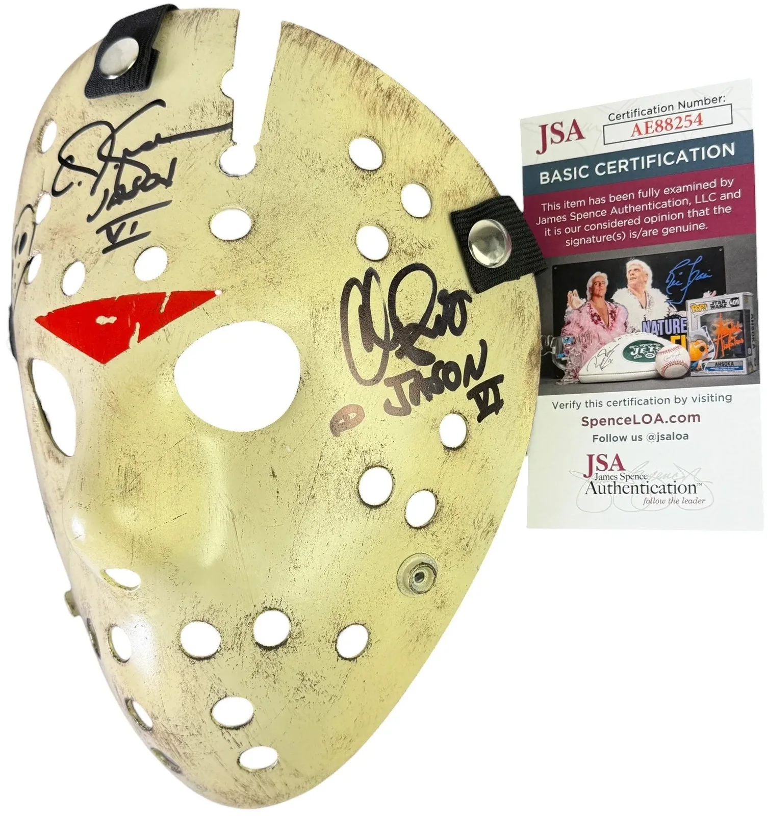 CJ Graham, Christopher Swift — CJ Graham & Christopher Swift signed Mask Jason Voorhees Friday the 13th 6 JSA, изображение 2
