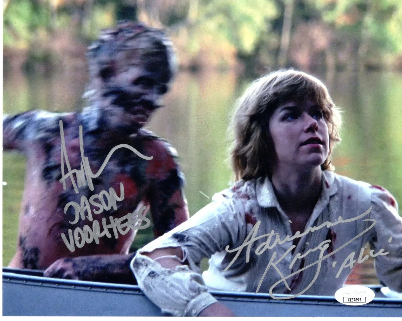 Ari Lehman & Adrienne King — Ari Lehman & Adrienne King signed 8x10 Photo Friday the 13th Jason Voorhees JSA