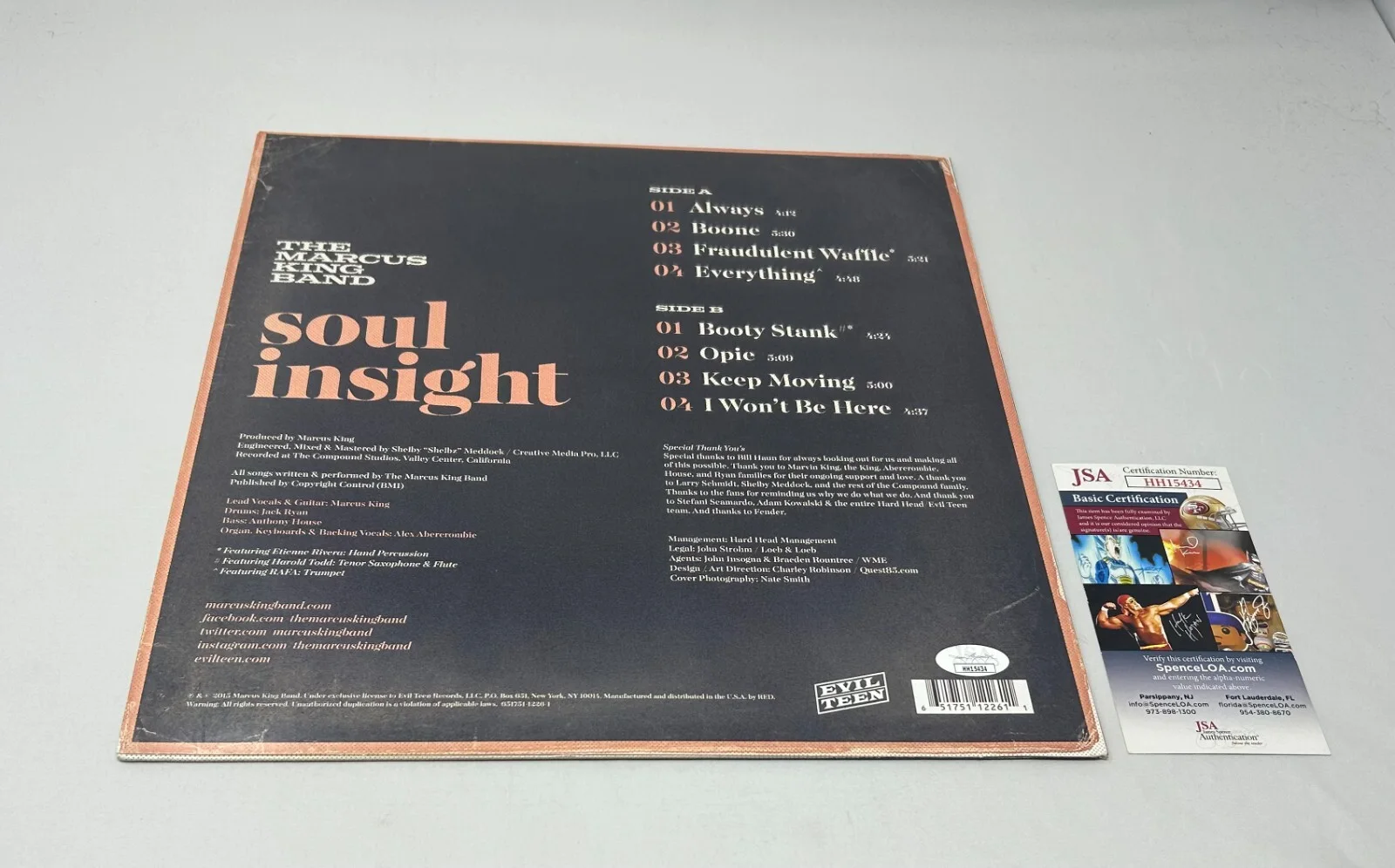 Marcus King signed Soul Insight Album JSA COA, image 2