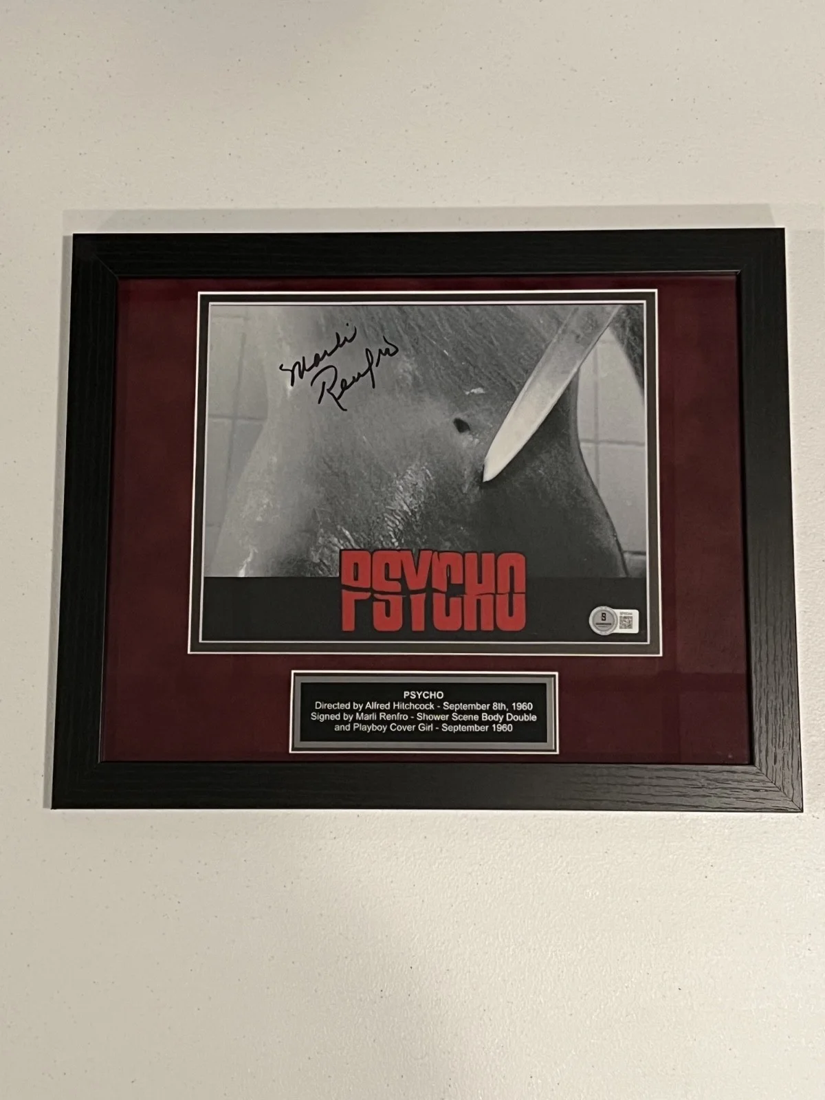 Marli Renfro — 11x14 FRAMED PSYCHO 1960 MARLI RENFRO AUTO 8X10 BECKETT PLAYBOY COVER HITCHCOCK