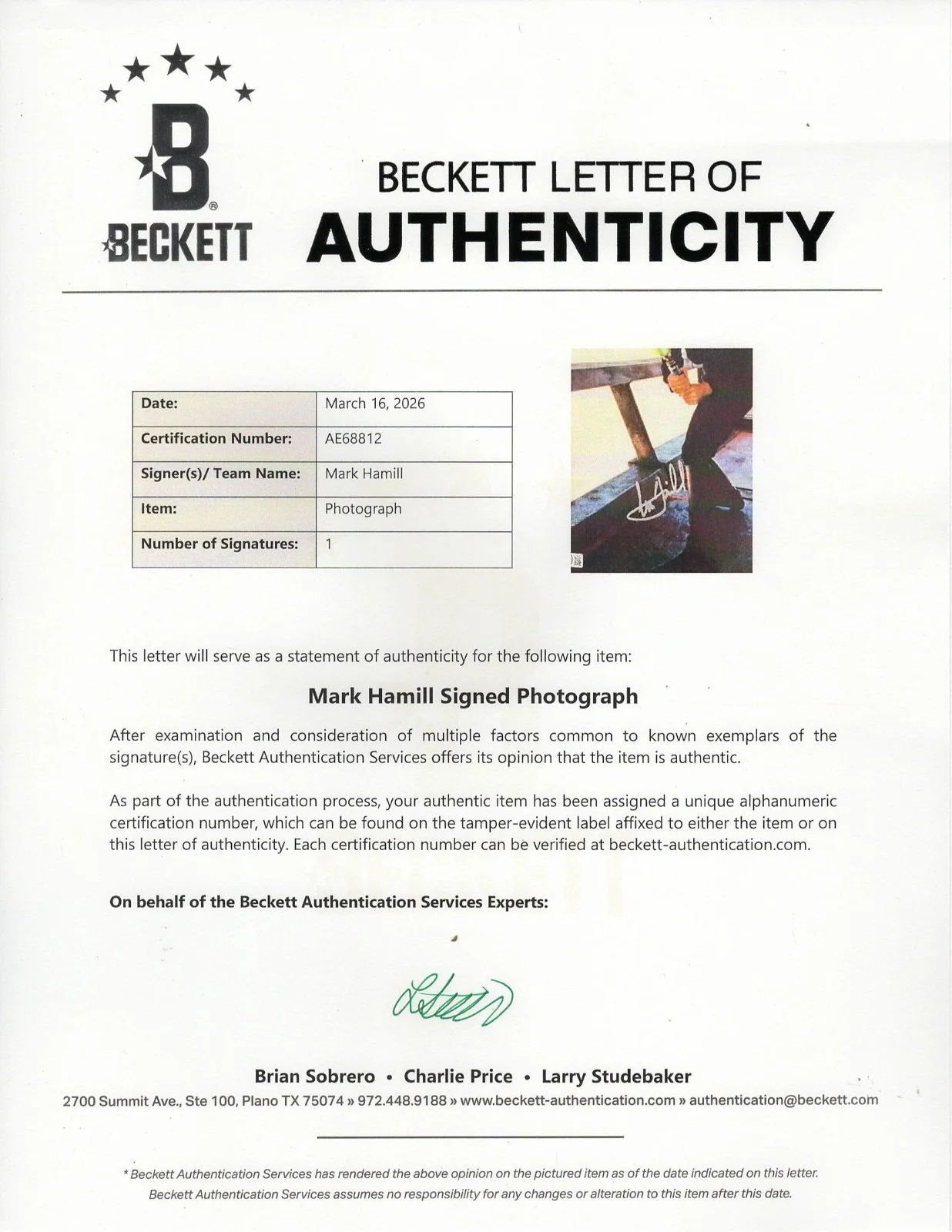 MARK HAMILL Signed Auto Star Wars "LUKE SKYWALKER" 11x14 Photo OPX & Beckett, изображение 4