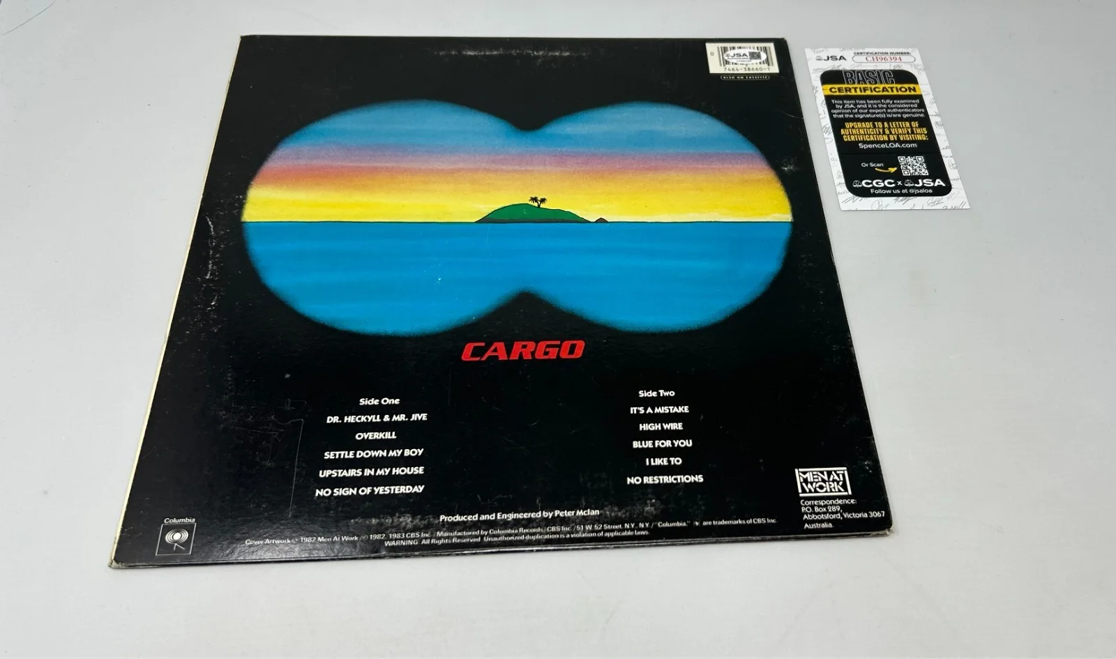 Colin Hay of Men At Work signed Cargo Album JSA COA, изображение 2