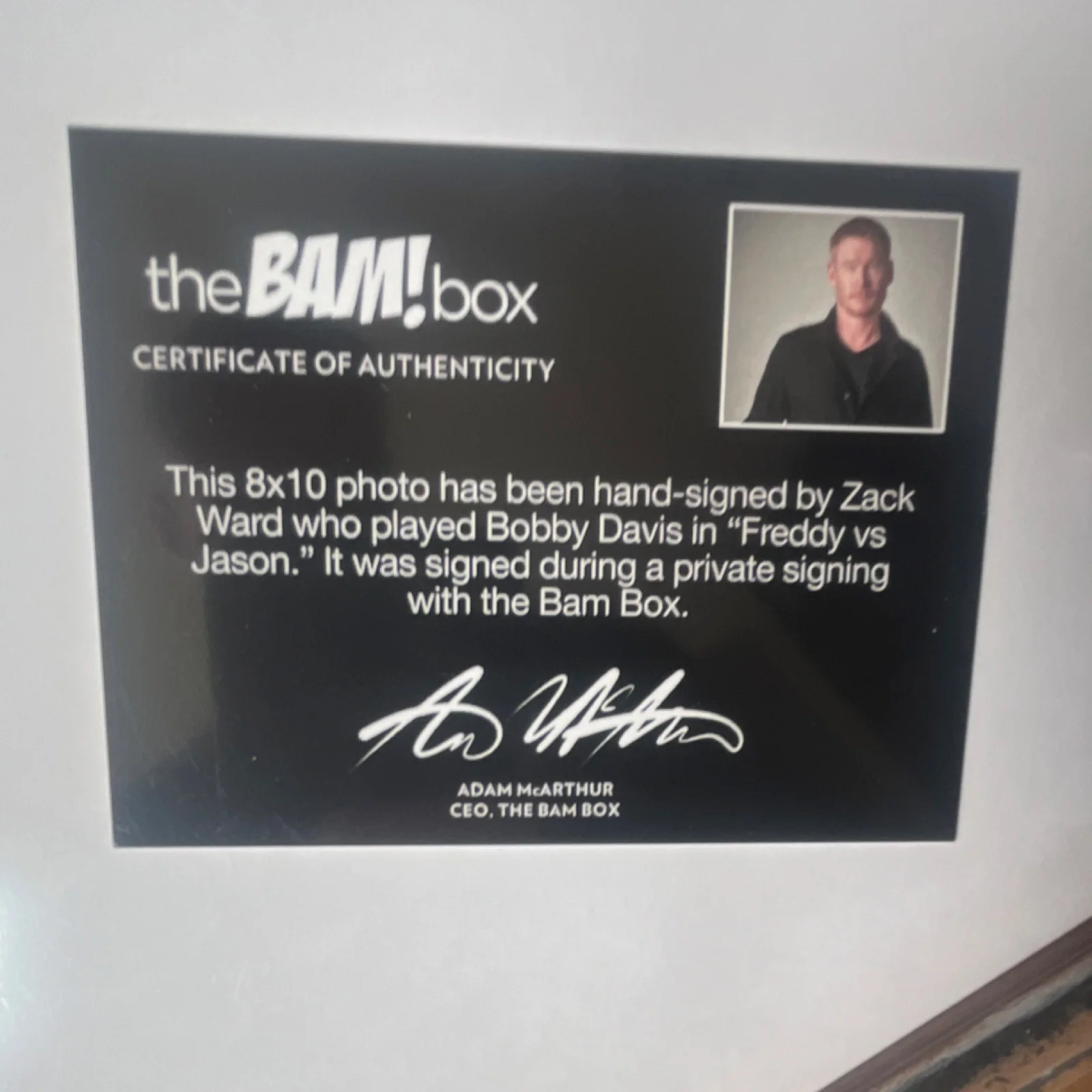 Zack Ward — Freddy vs. Jason Autographed Original Photograph BAM Box Zack Ward 8x10, image 2