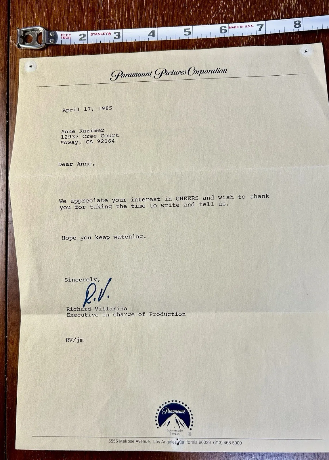 Ted Danson — Ted Danson Autograph And Paramount Pictures Letter, image 4