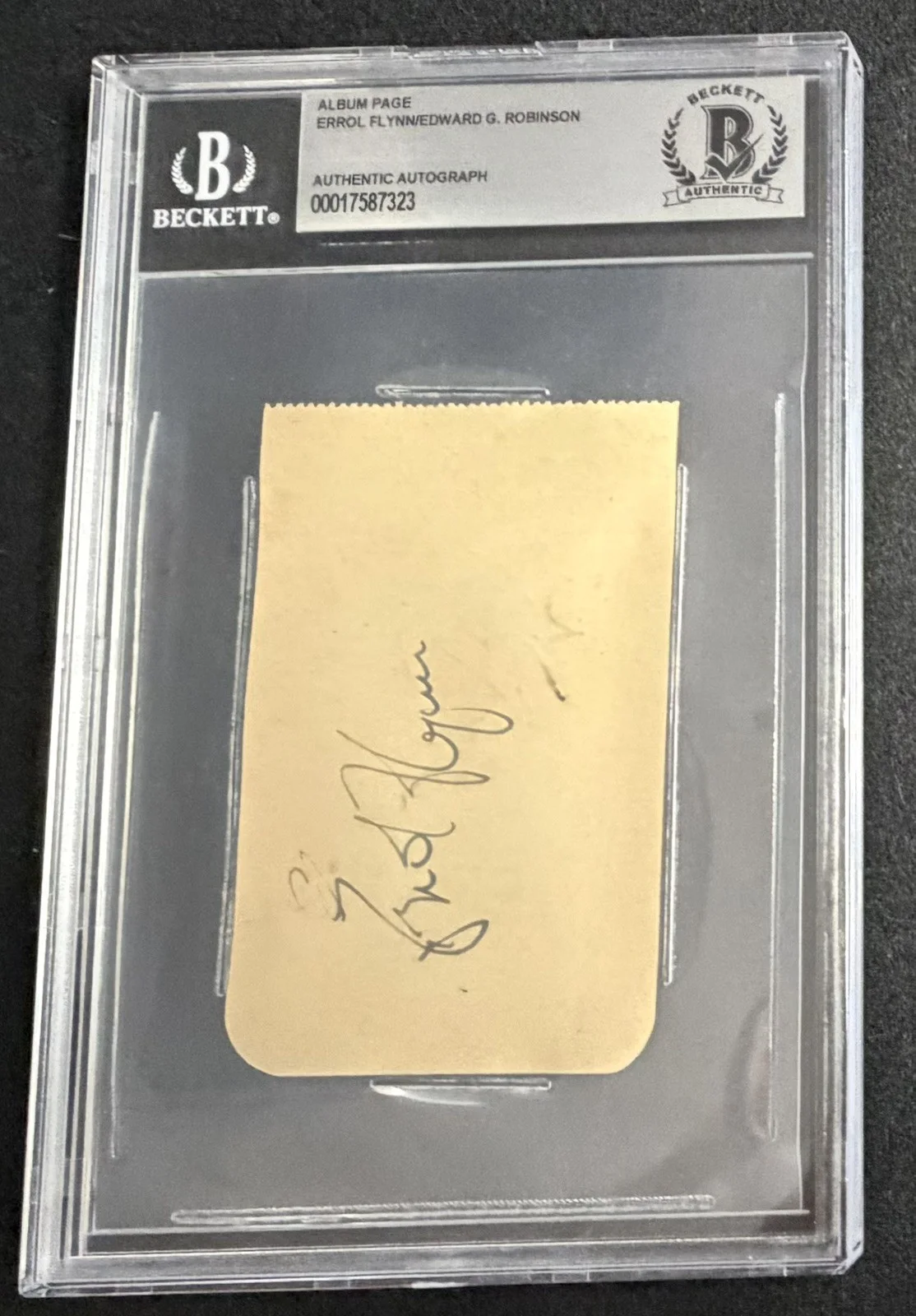 ERROL FYNN + EDWARD G ROBINSON — ERROL FLYNN + EDWARD G ROBINSON - HAND SIGNED BECKETT AUTHENTICATED/ENCASED WOW!