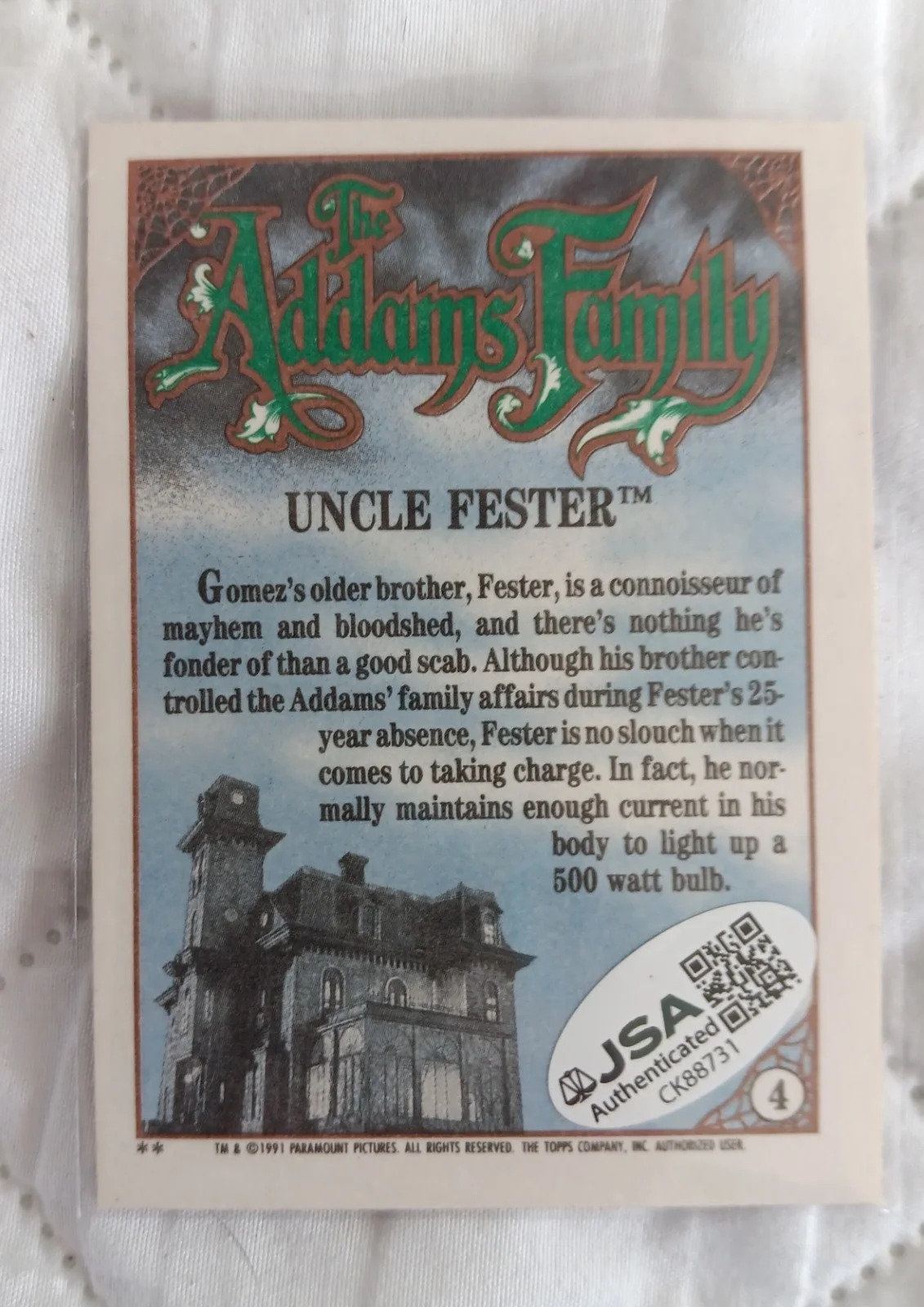 Christopher Loyd — Christopher Loyd Signed Topps The Adams Family Uncle Fester Trading Card JSA CER, изображение 5