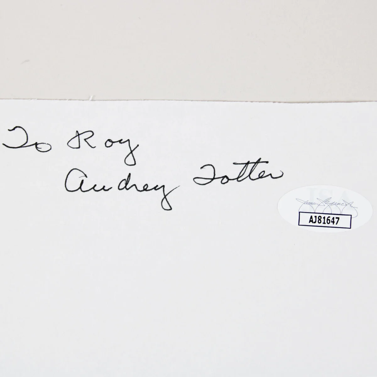 Audrey Totter Signed Cut Actress - COA JSA, image 2
