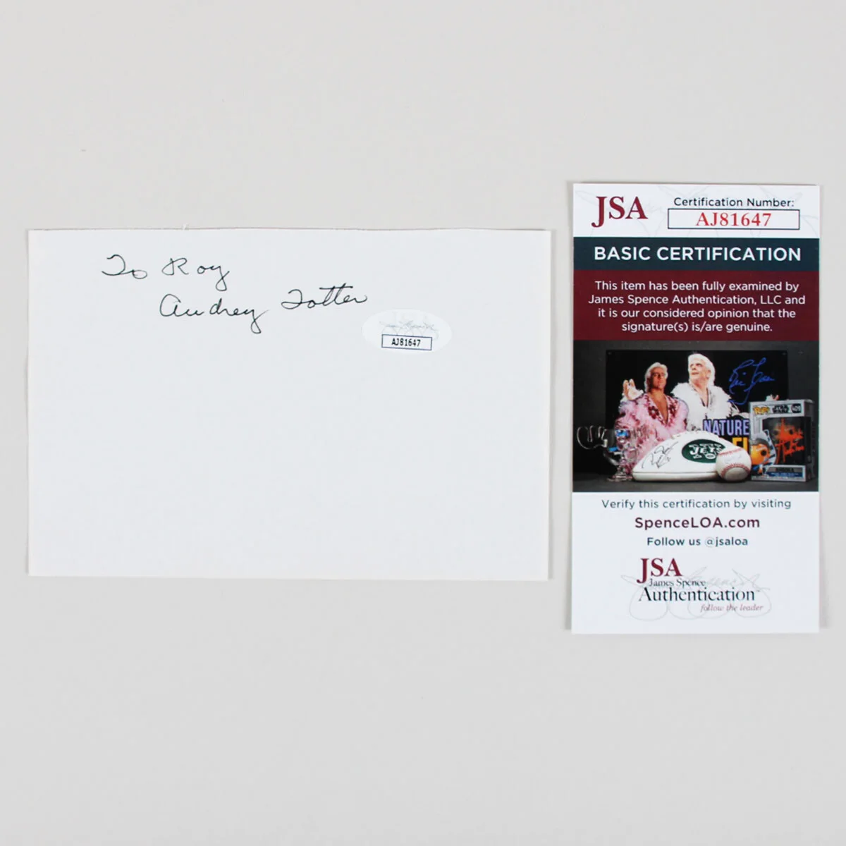 Audrey Totter Signed Cut Actress - COA JSA, image 3