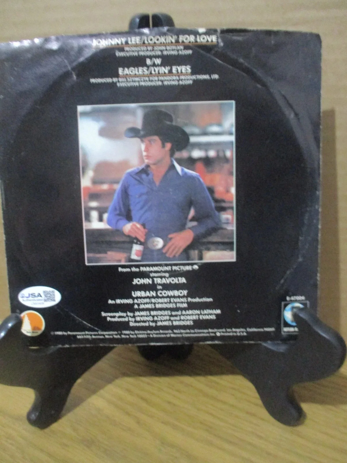 JOHN TRAVOLTA AUTHENTIC SIGNED/AUTOGRAPHED VINYL RECORD 45 URBAN COWBOY-JSA CERT, image 4