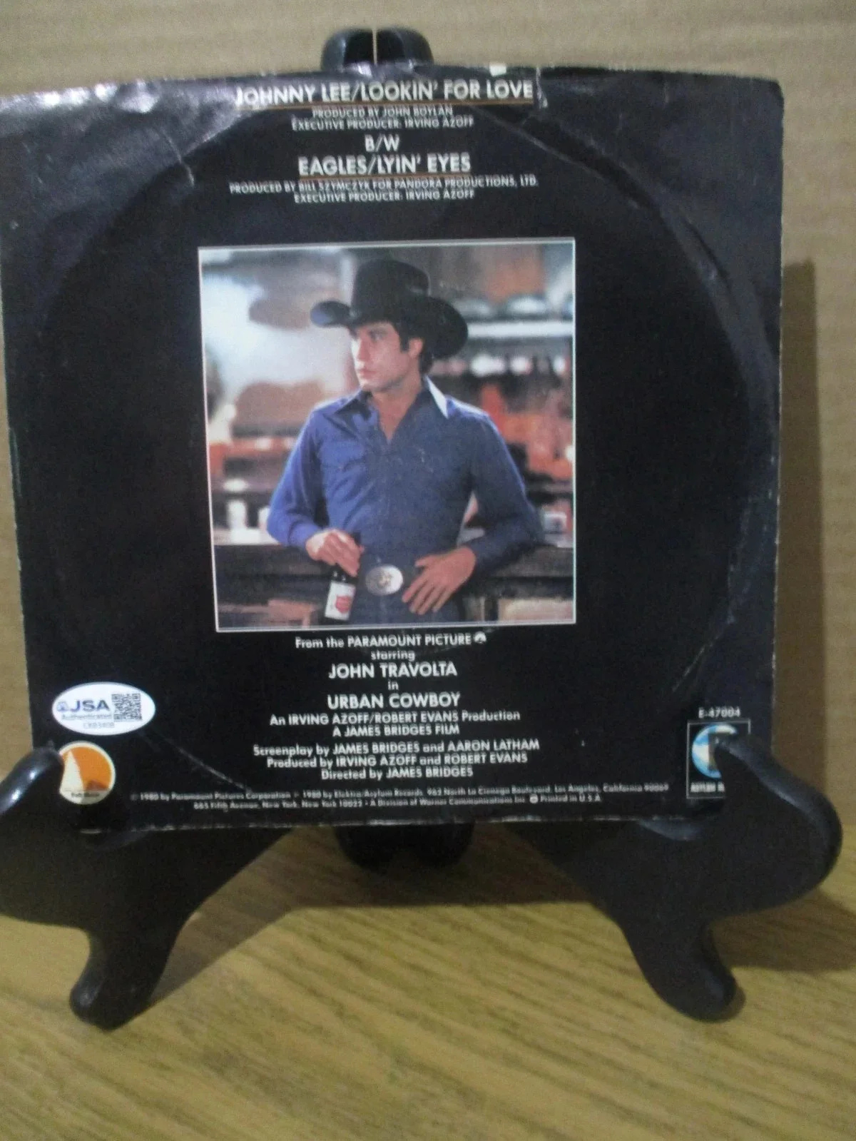 JOHN TRAVOLTA AUTHENTIC SIGNED/AUTOGRAPHED VINYL RECORD 45 URBAN COWBOY-JSA CERT, image 5