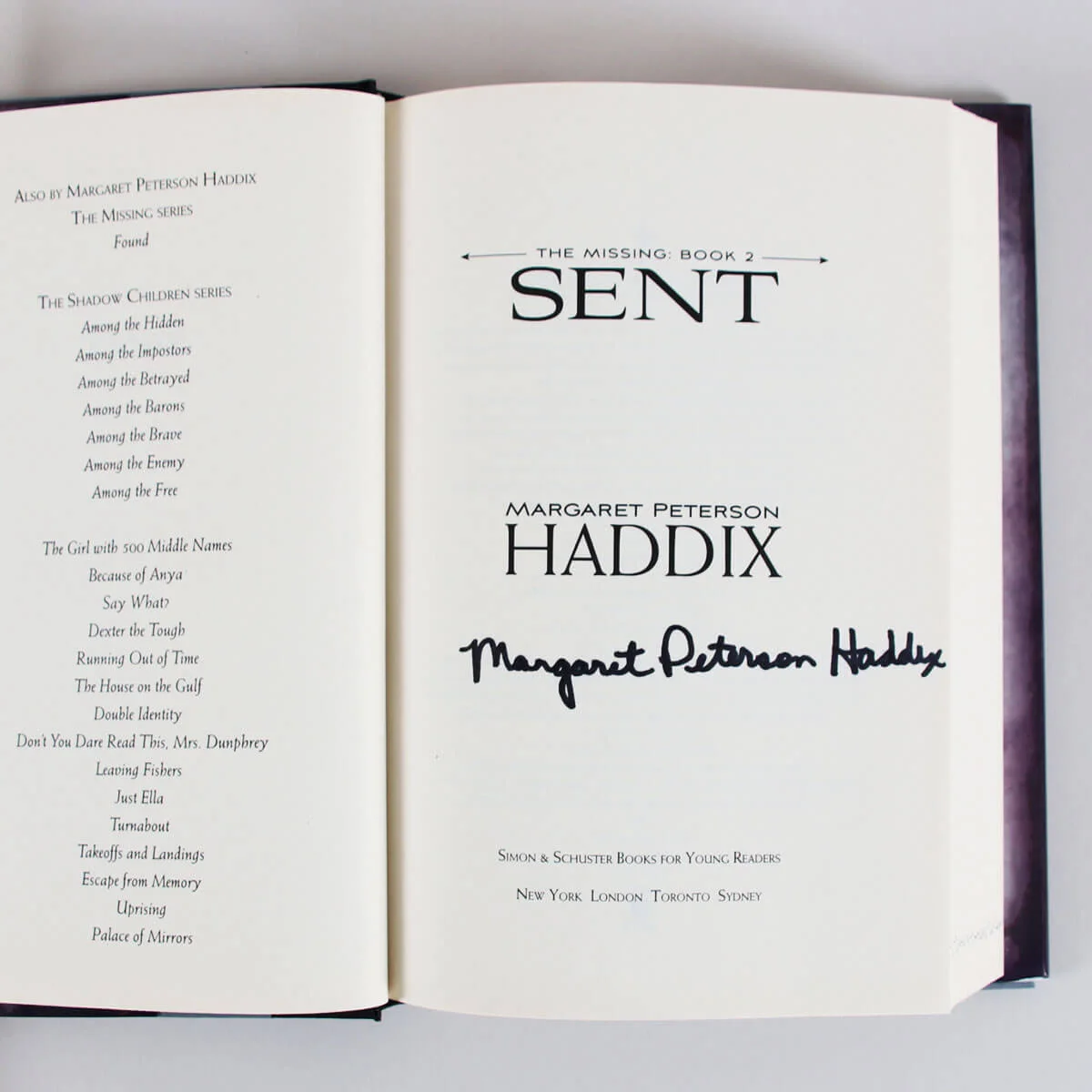 Margaret Peterson Haddix Signed Book The Missing Book 2 - Sent - COA, image 3