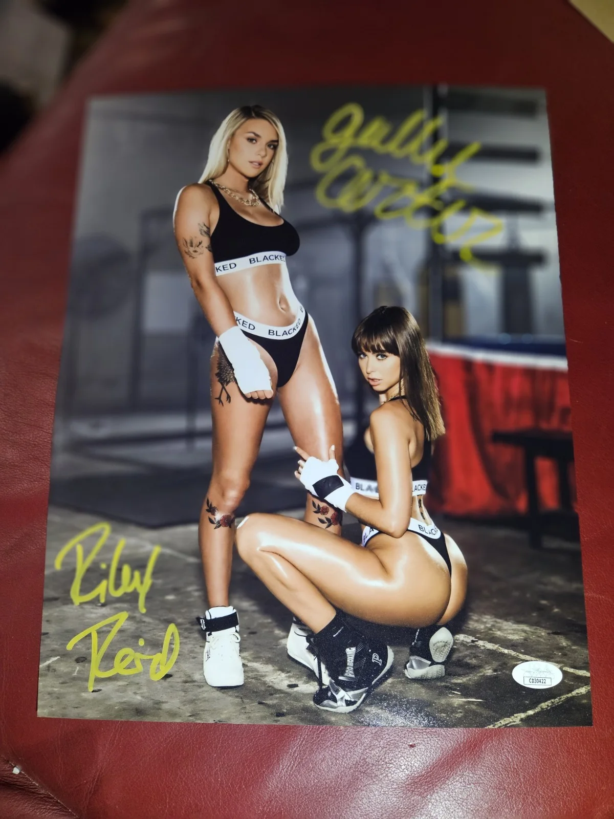 Gabbie Carter & Riley Reid — Riley Reid Gabbie Carter Dual Signed 11x14 Photo Adult Star Autographed JSA COA