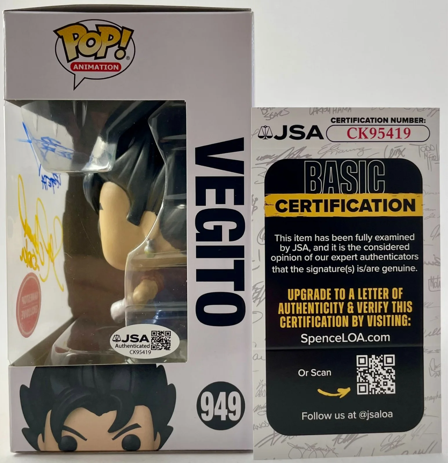 Chris Sabat — Chris Sabat & Sean Schemmel Signed Dragon Ball Z Vegito GSE Funko POP! JSA COA, image 2