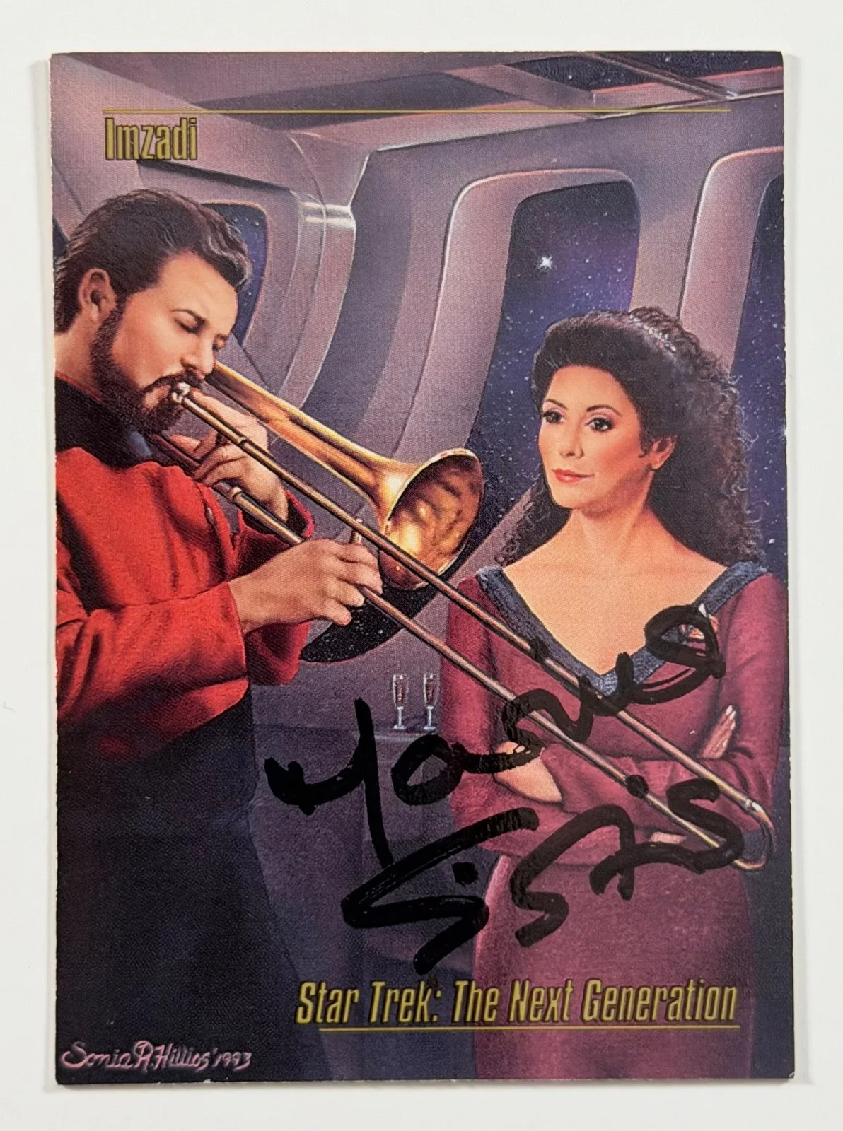Marina Sirtis — Marina Sirtis Signed Star Trek TNG Collector Card Troi Autograph