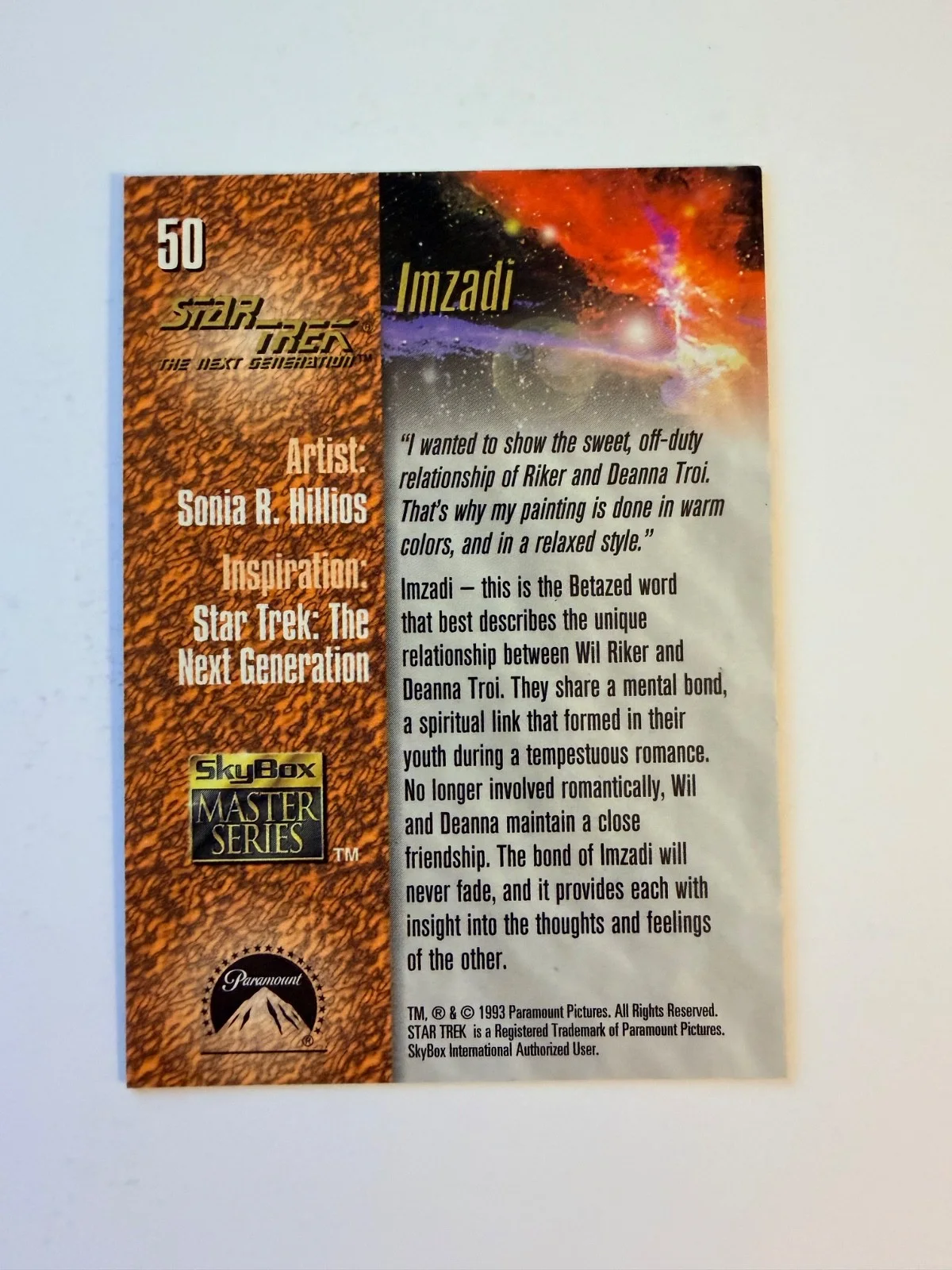 Marina Sirtis — Marina Sirtis Signed Star Trek TNG Collector Card Troi Autograph, изображение 2