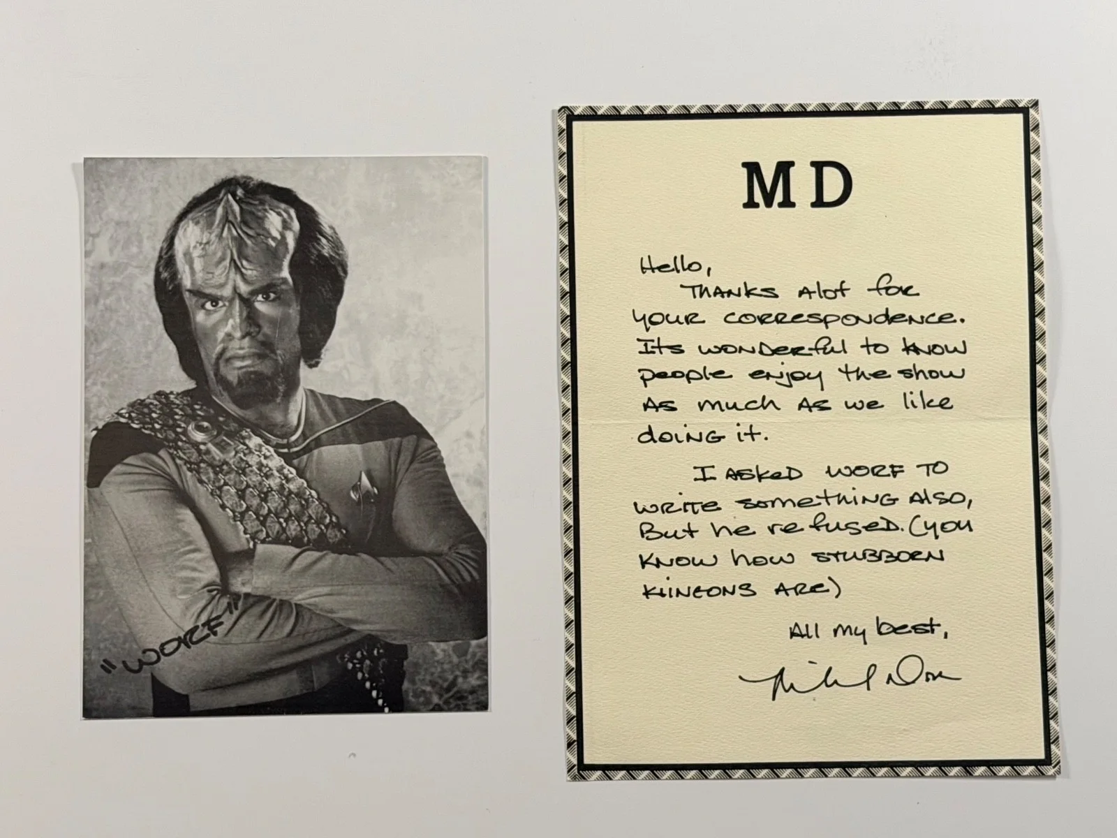 Michael Dorn — Michael Dorn Signed 5x7 Photo w Letter Worf Star Trek Autograph COA, изображение 2