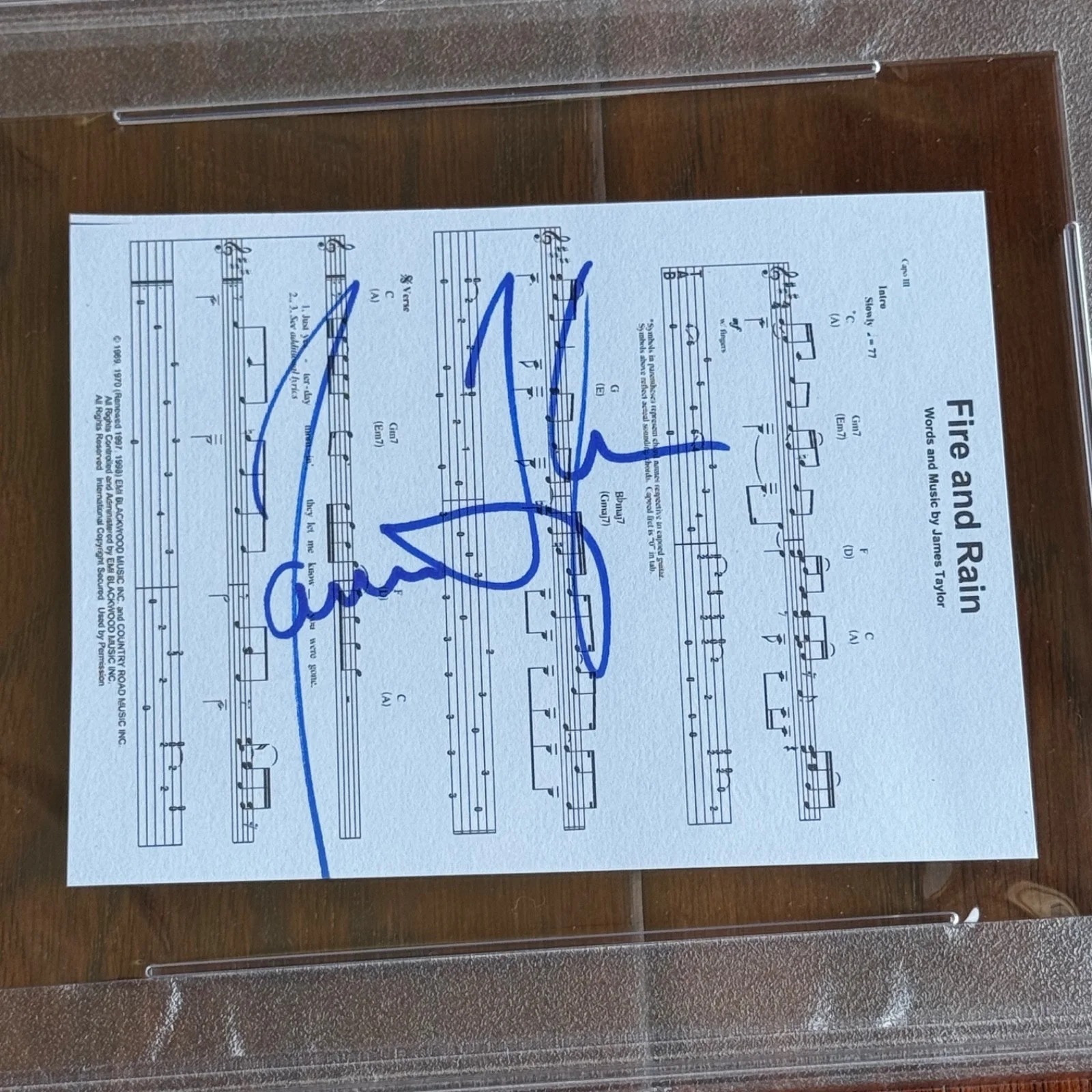 JAMES TAYLOR Autograph FIRE AND RAIN Souvenir Sheet Music Signed * PSA, изображение 2