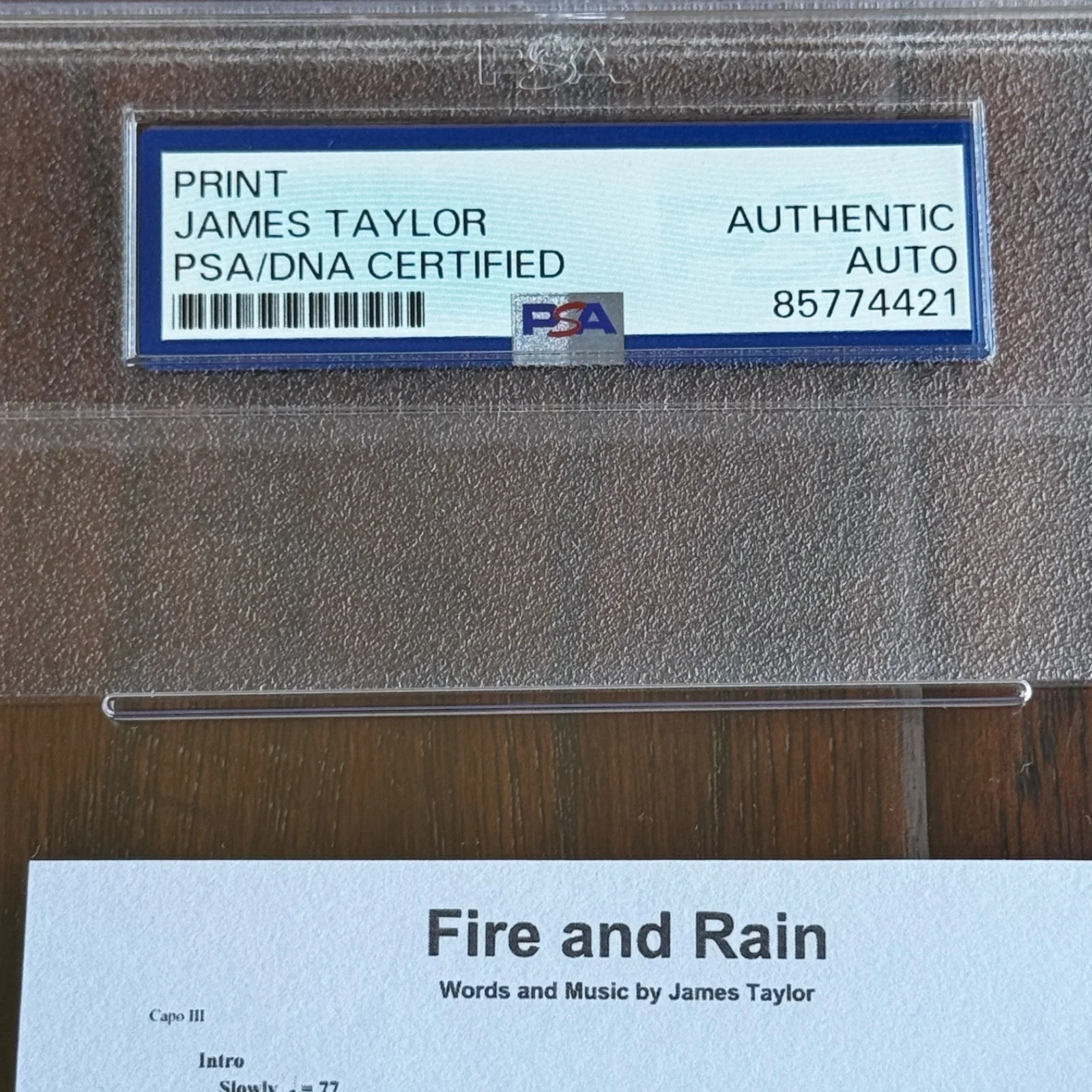 JAMES TAYLOR Autograph FIRE AND RAIN Souvenir Sheet Music Signed * PSA, изображение 3