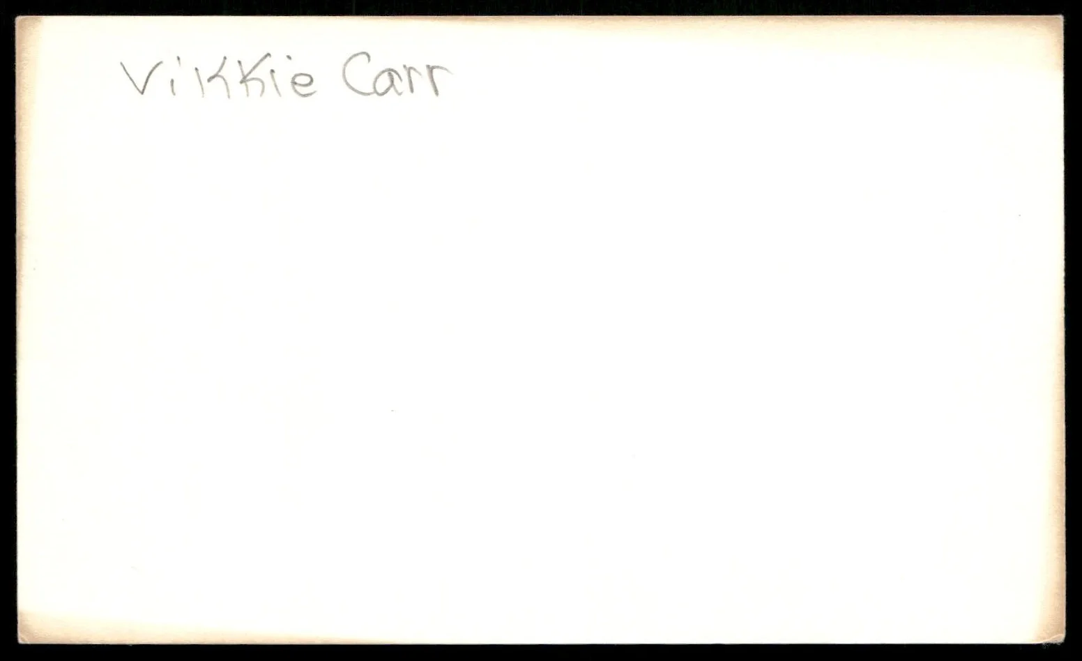 Singer Vikki Carr Art Rooney Singed Index Card Auto -Rare Vintage Autograph, image 2