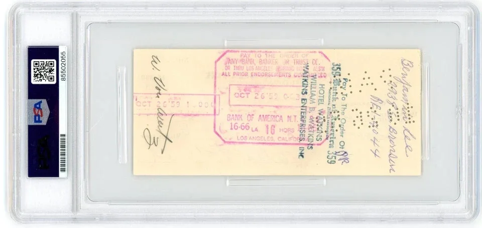 1959 Ella Fitzgerald Signed Autographed Check PSA/DNA, image 2
