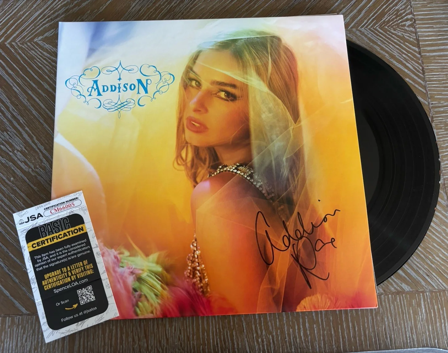 ADDISON RAE ADDISON SIGNED JSA COA Jacket Vinyl LP Record autograph TikTok, image 2