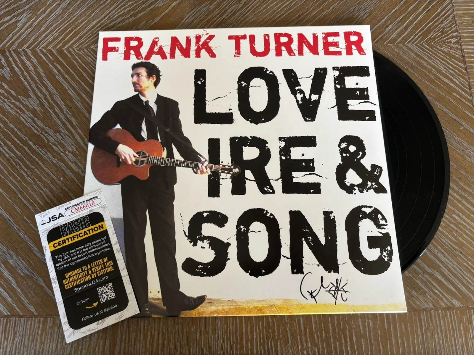 FRANK TURNER LOVE IRE & SONG SIGNED VINYL LP JSA record autograph, изображение 2