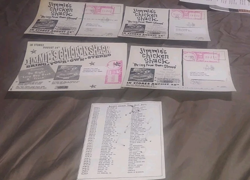 Jimmies Chicken Shack HaHa Signed LOT RARE '99 Postcard Sticker Autographed L@@K, image 2