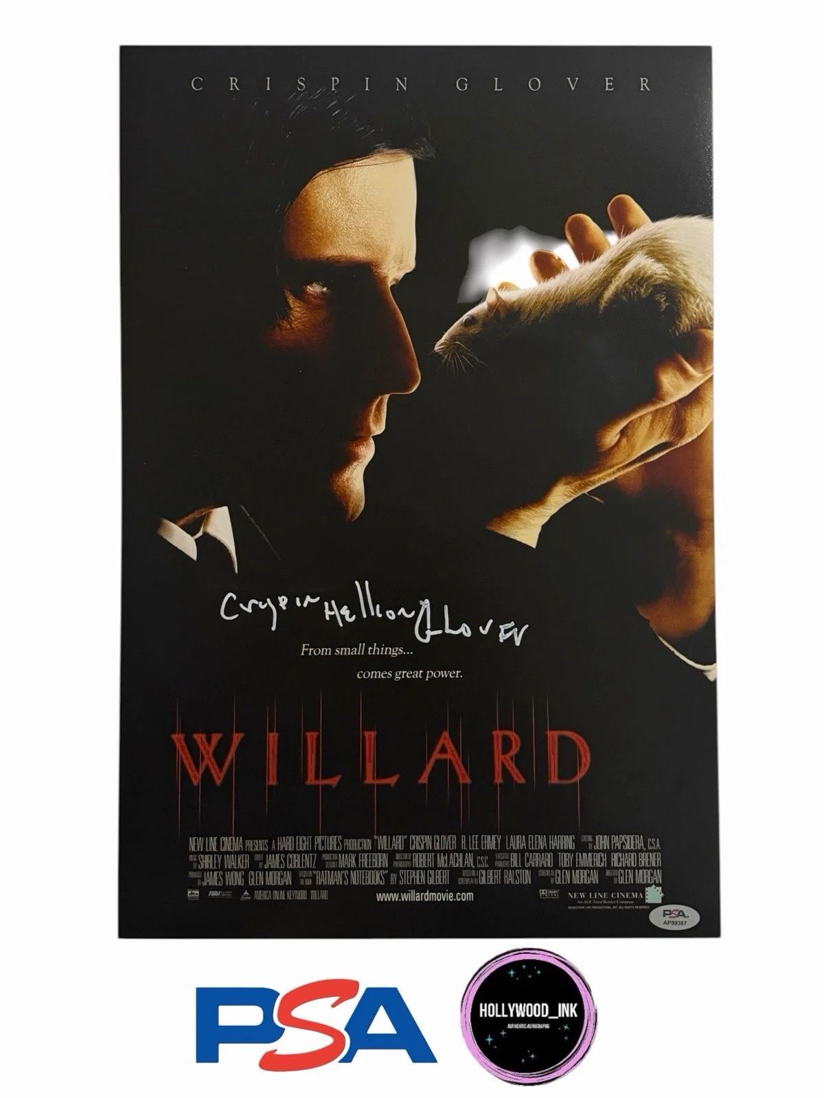 Crispin Glover — CRISPIN HELLION GLOVER SIGNED 11x17 WILLARD AUTOGRAPH PHOTO PSA/DNA-A