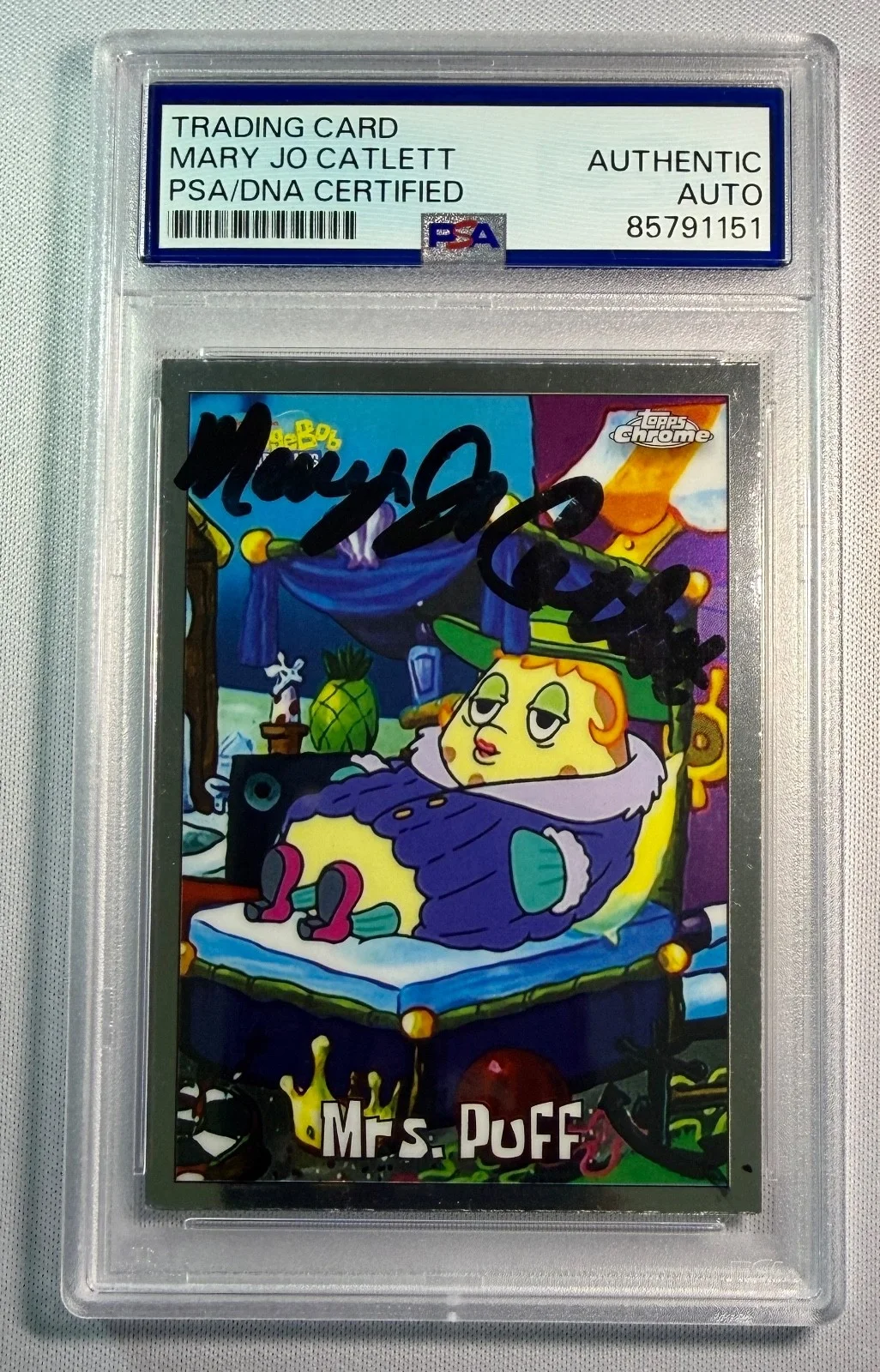 Mary Jo Catlett — 2025 Topps Chrome SpongeBob Mary Jo Catlett Puff Signed Auto Card #15 PSA DNA