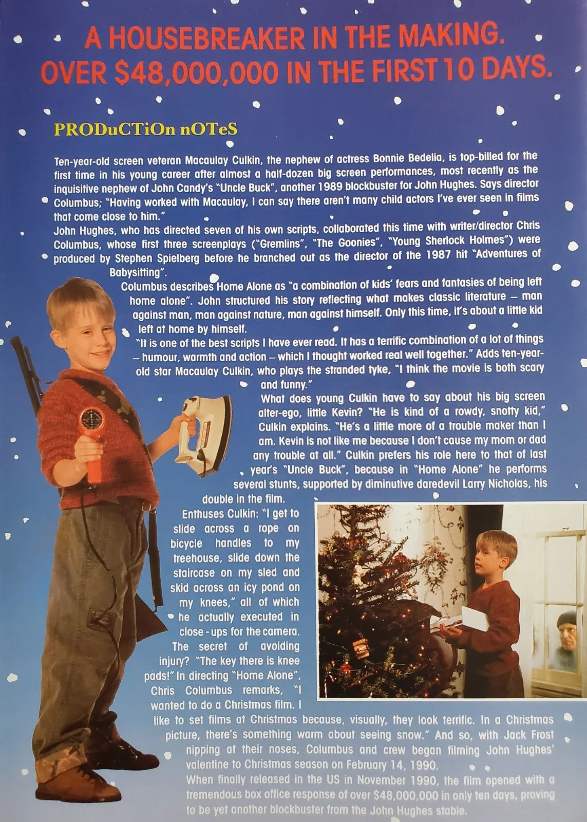 HOME ALONE - VINTAGE ORIGINAL 1990 PRESSBOOK - MACAULAY CULKIN, image 2