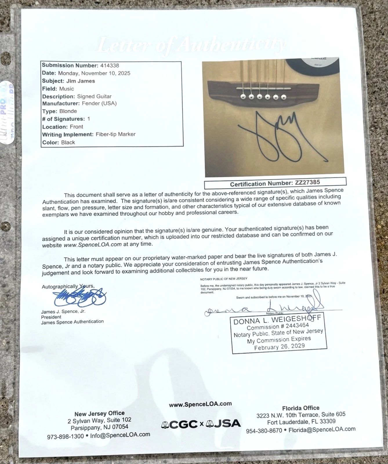 MY MORNING JACKET Jim James SIGNED Acoustic Guitar JSA LETTER OF AUTHENTICITY B, image 4
