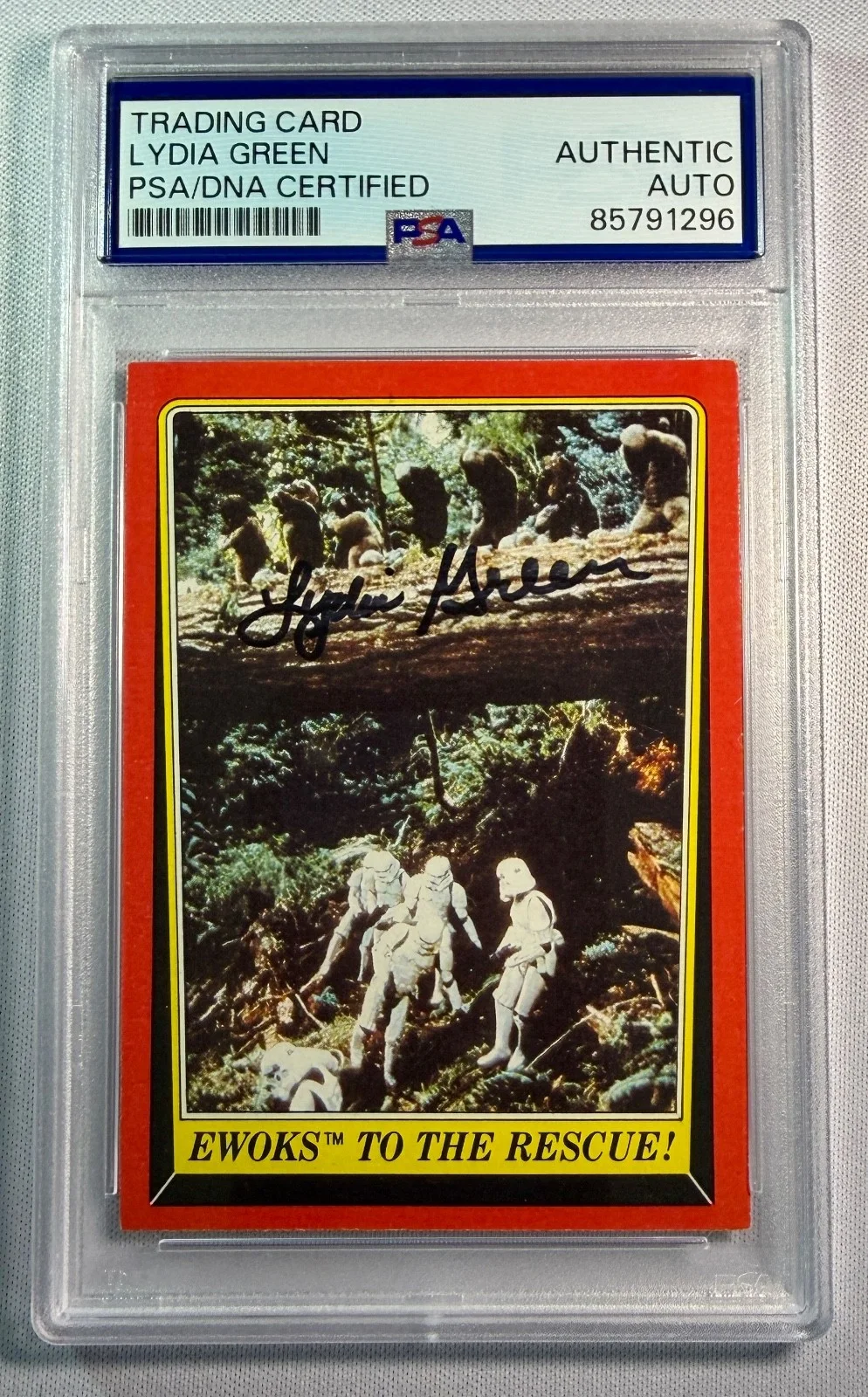 Lydia Green — 1983 Topps Star Wars ROTJ Lydia Green Wunka Signed Auto Card #111 PSA DNA