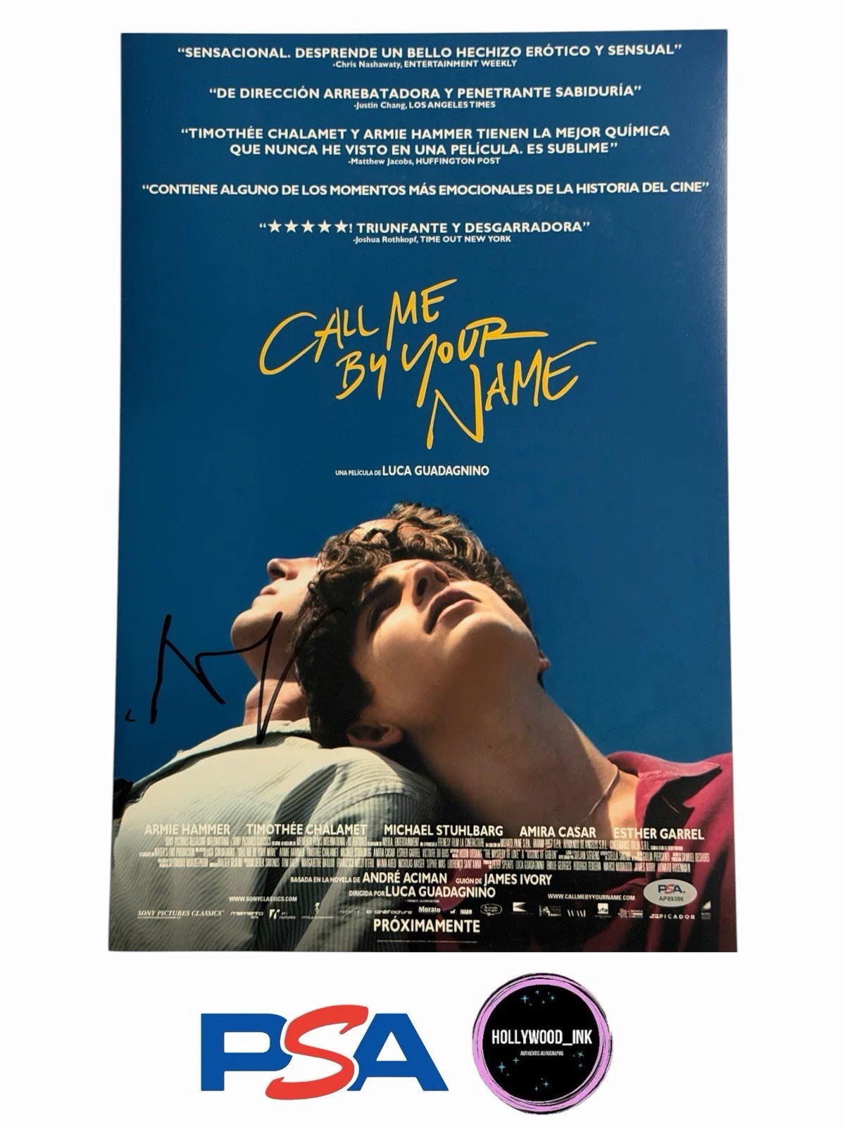 Timothee Chalamet — TIMOTHEE CHALAMET SIGNED 12x18 PHOTO CALL ME BY YOUR NAME PSA/DNA COA